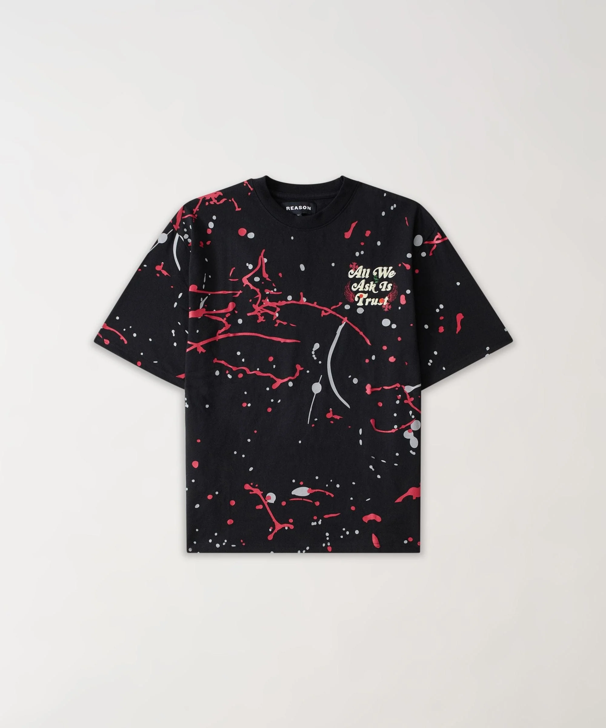 All We Trust Is Us Painted Back Print Short Sleeve Tee - Black