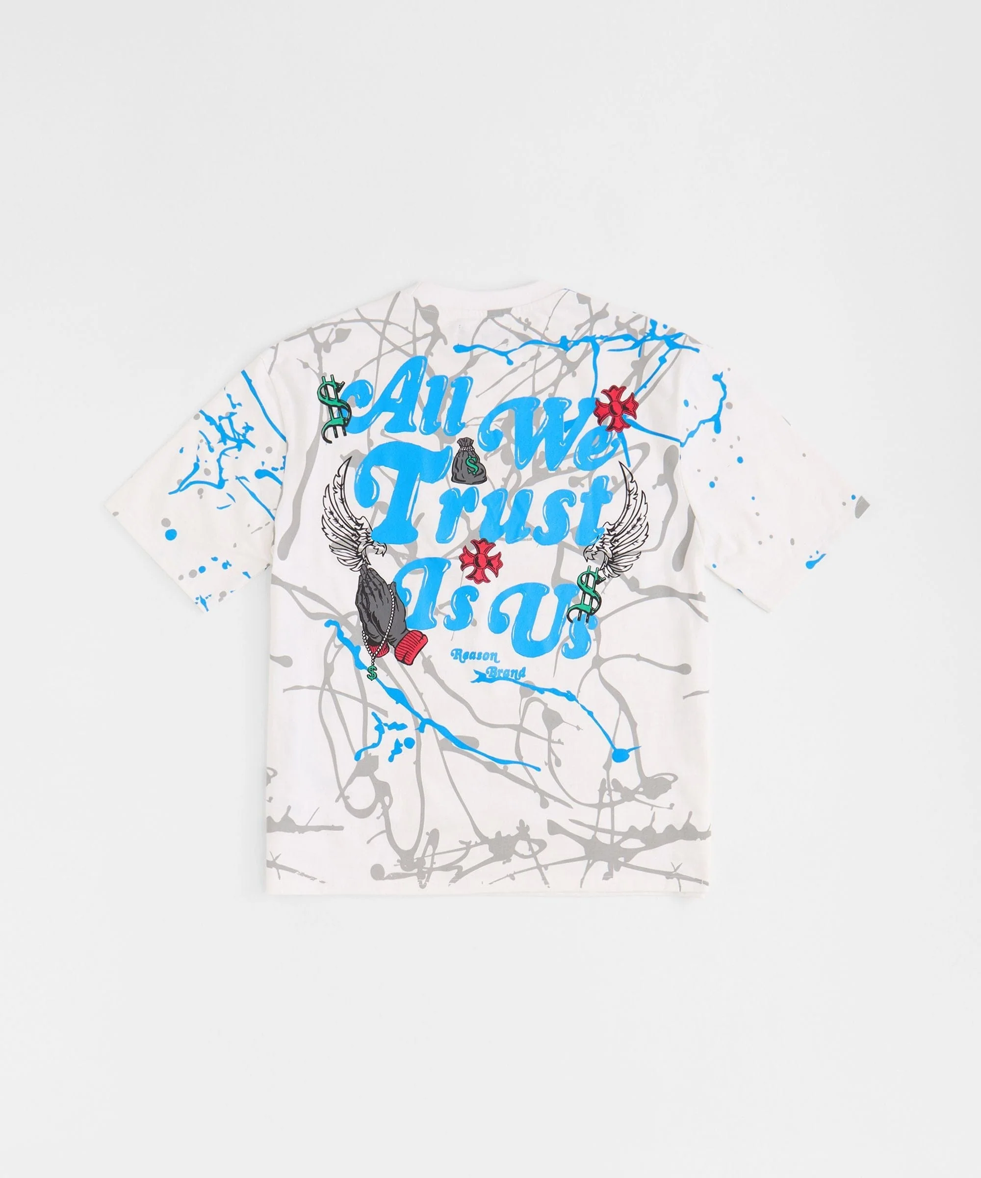 All We Trust Is Us Painted Back Print Short Sleeve Tee - White