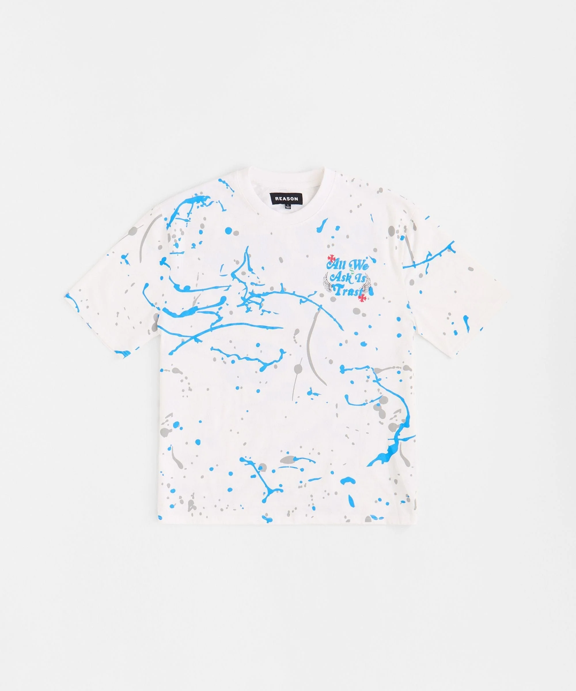 All We Trust Is Us Painted Back Print Short Sleeve Tee - White - Image 2