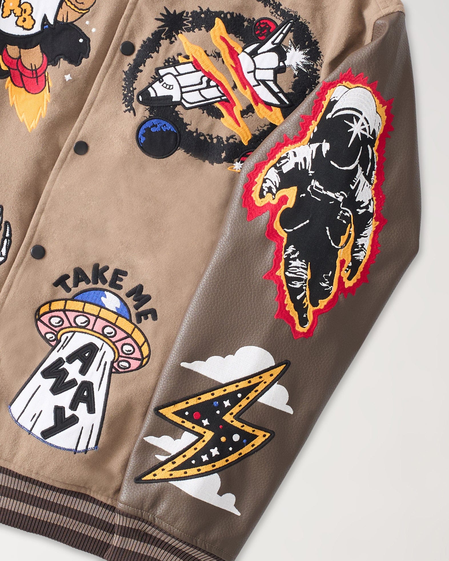 Beyond Reality Varsity Jacket PU - Khaki - Image 5