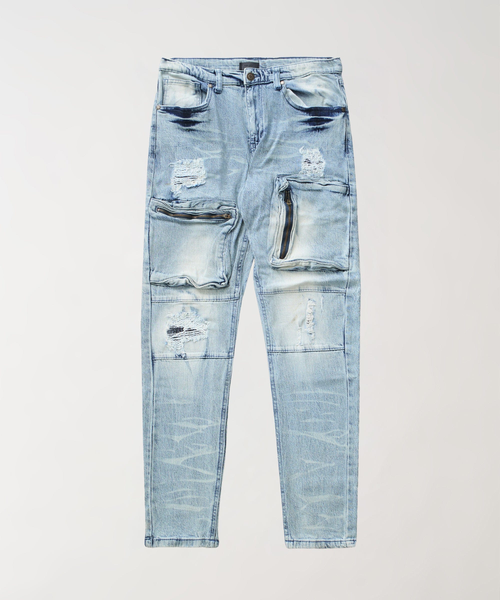 Cargo Denim Jeans - Light Blue - Image 2