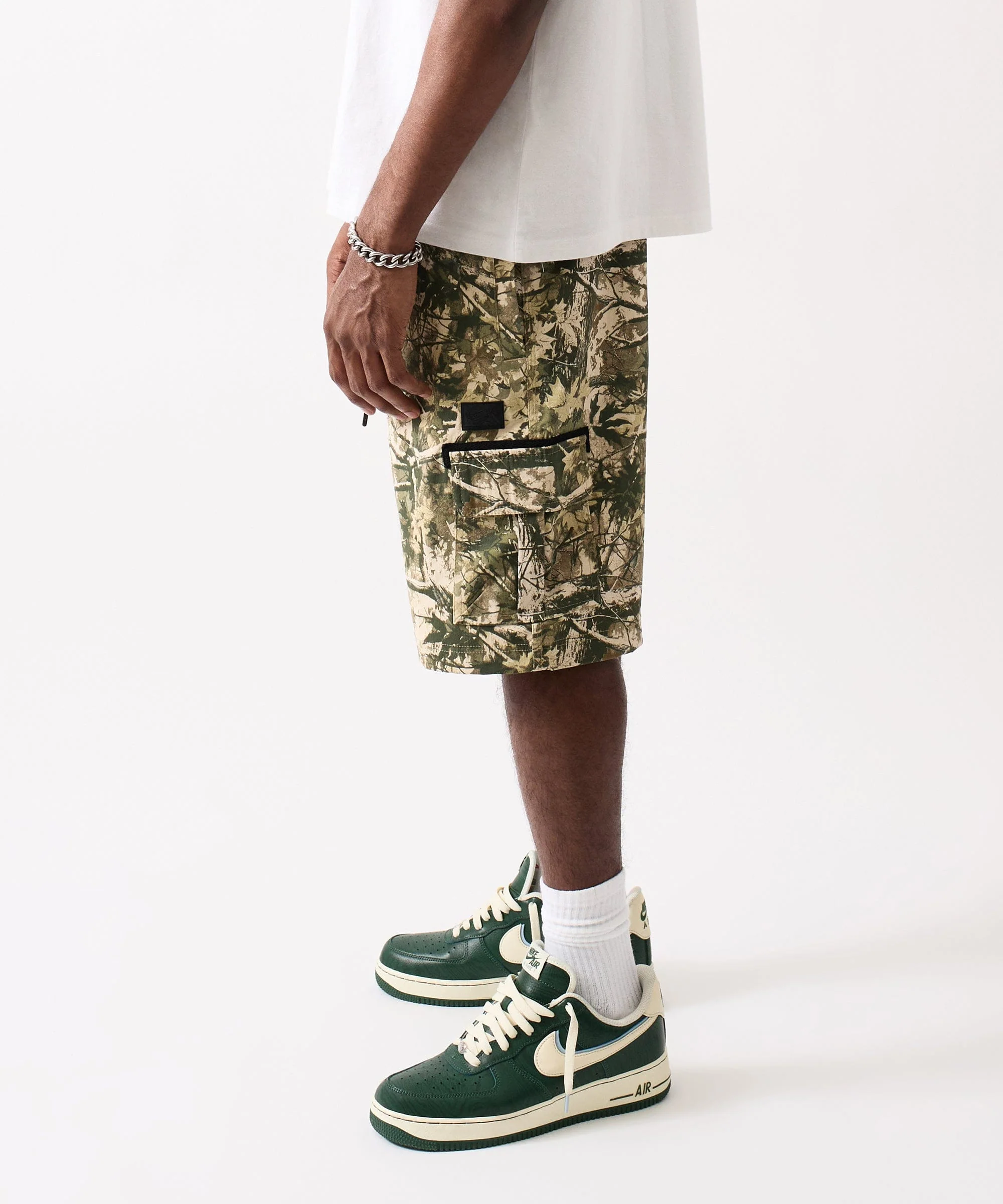 Cargo Pocket Stretch Nylon Shorts -  Camo - Image 4