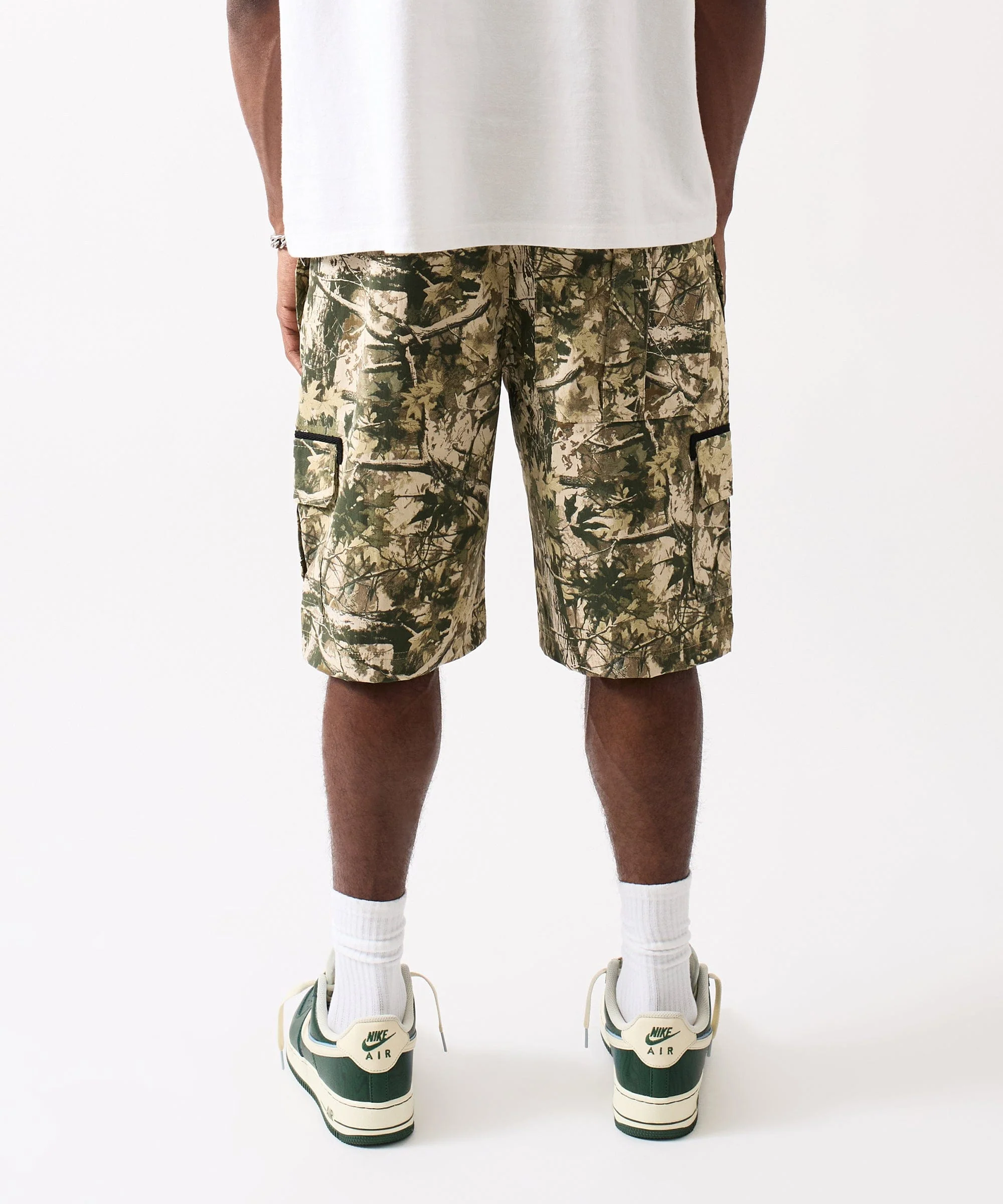 Cargo Pocket Stretch Nylon Shorts -  Camo - Image 5