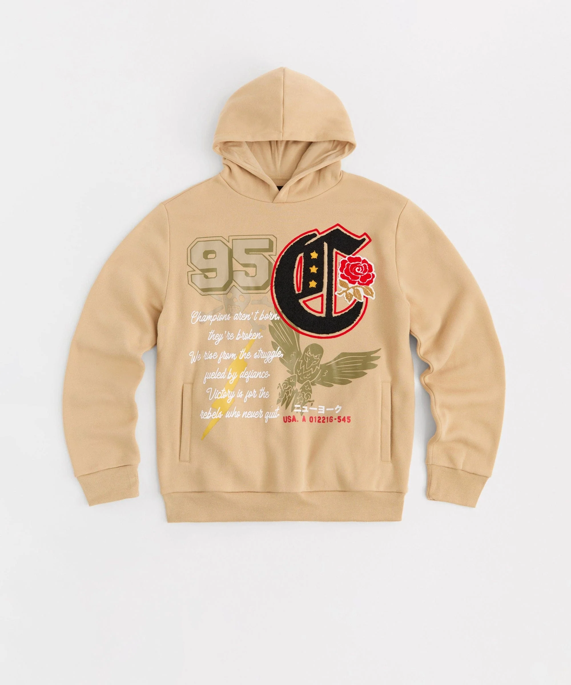 Champion Chenille Patched Hoodie - Khaki