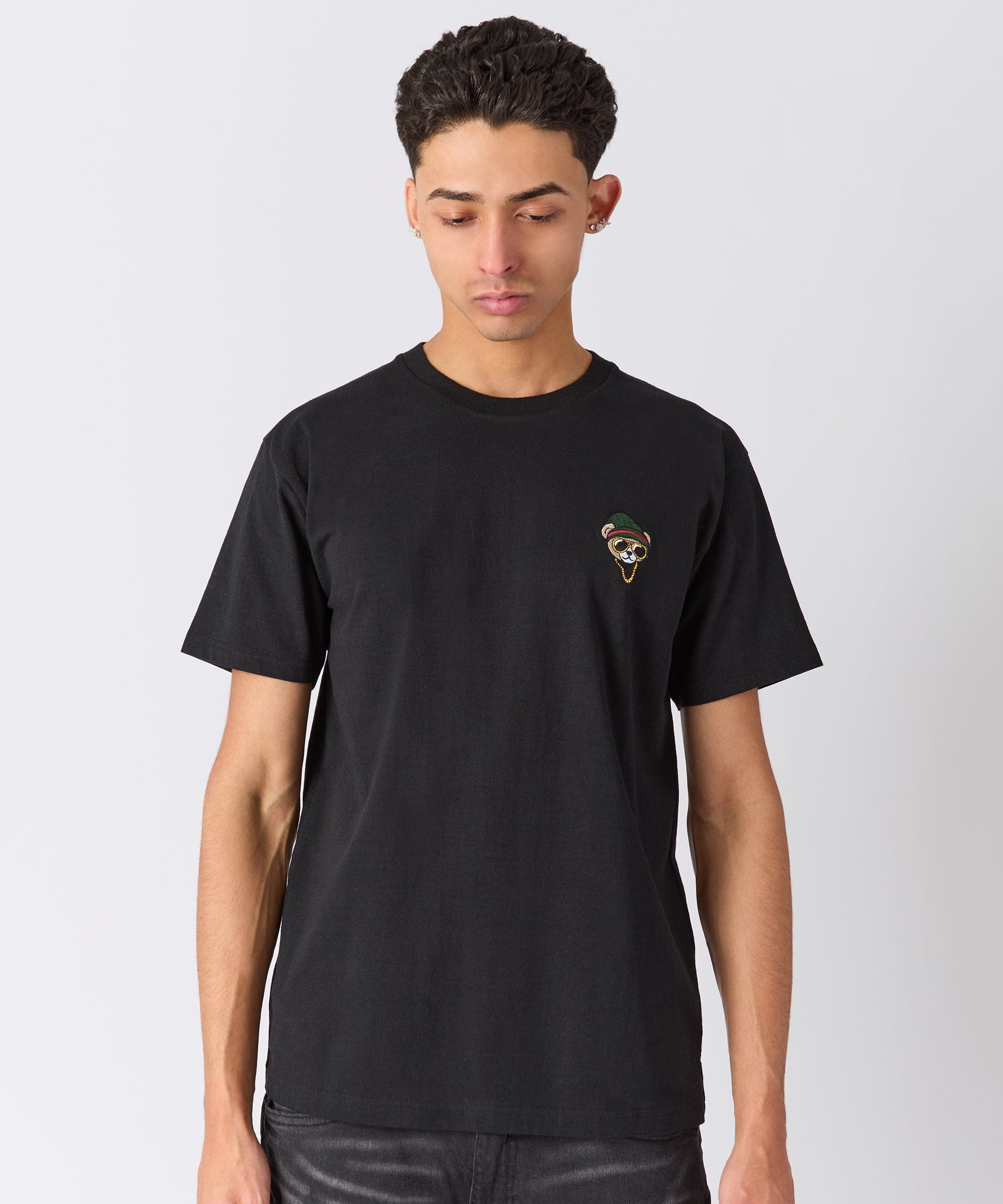 Chest Hit Embroidered Short Sleeve Tee - Black - Image 2