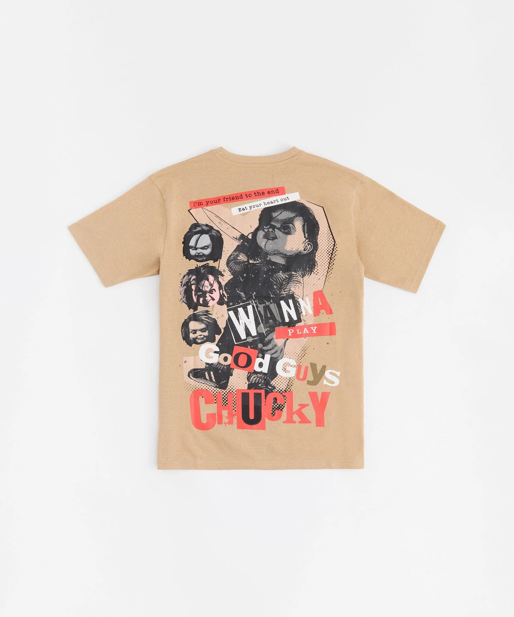 Chucky Eat Your Heart Out Embroidered Short Sleeve Tee - Khaki