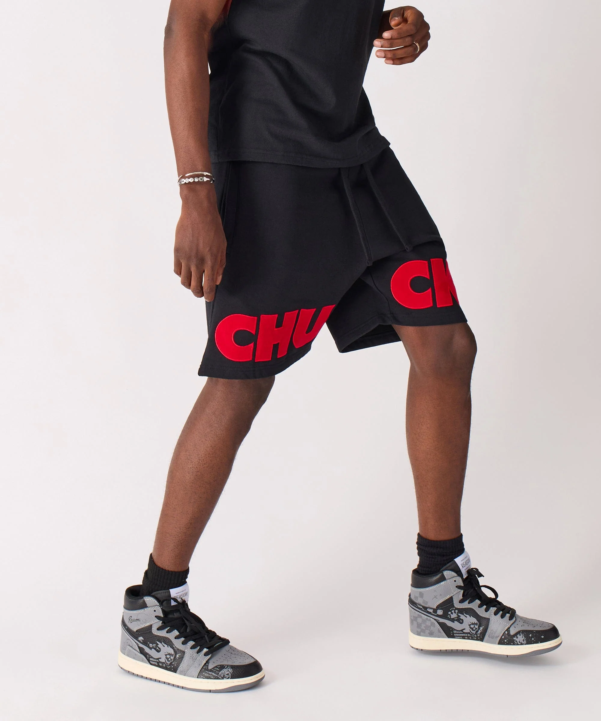 Chucky Fleece Embroidered Short - Black - Image 6