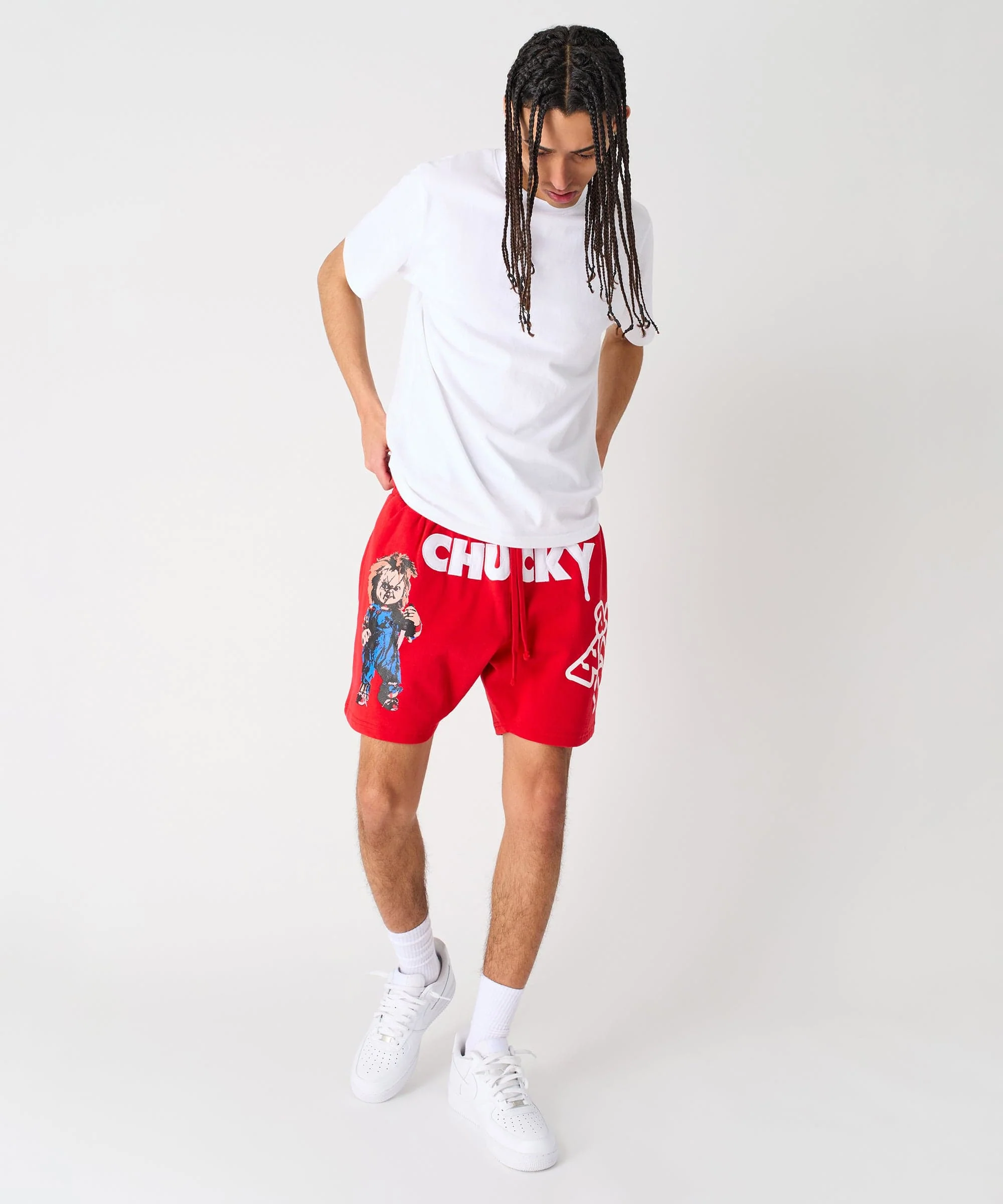Chucky Horror Embroidered Fleece Short - Red - Image 12
