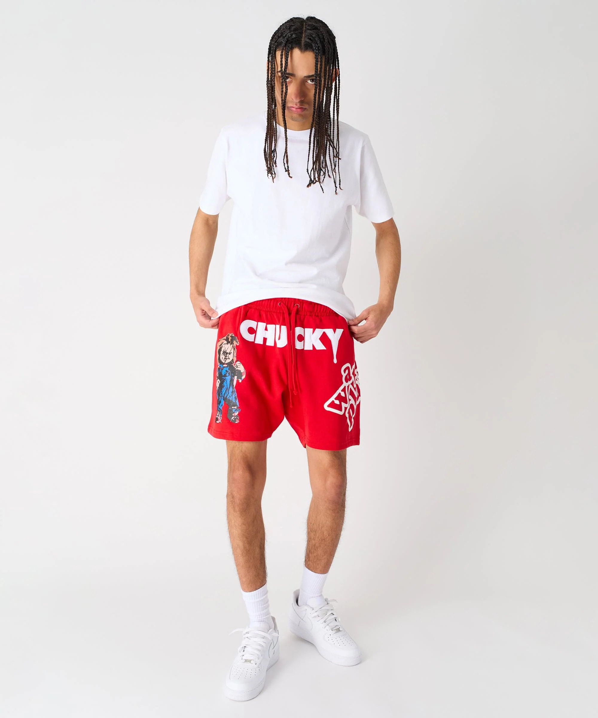 Chucky Horror Embroidered Fleece Short - Red - Image 9