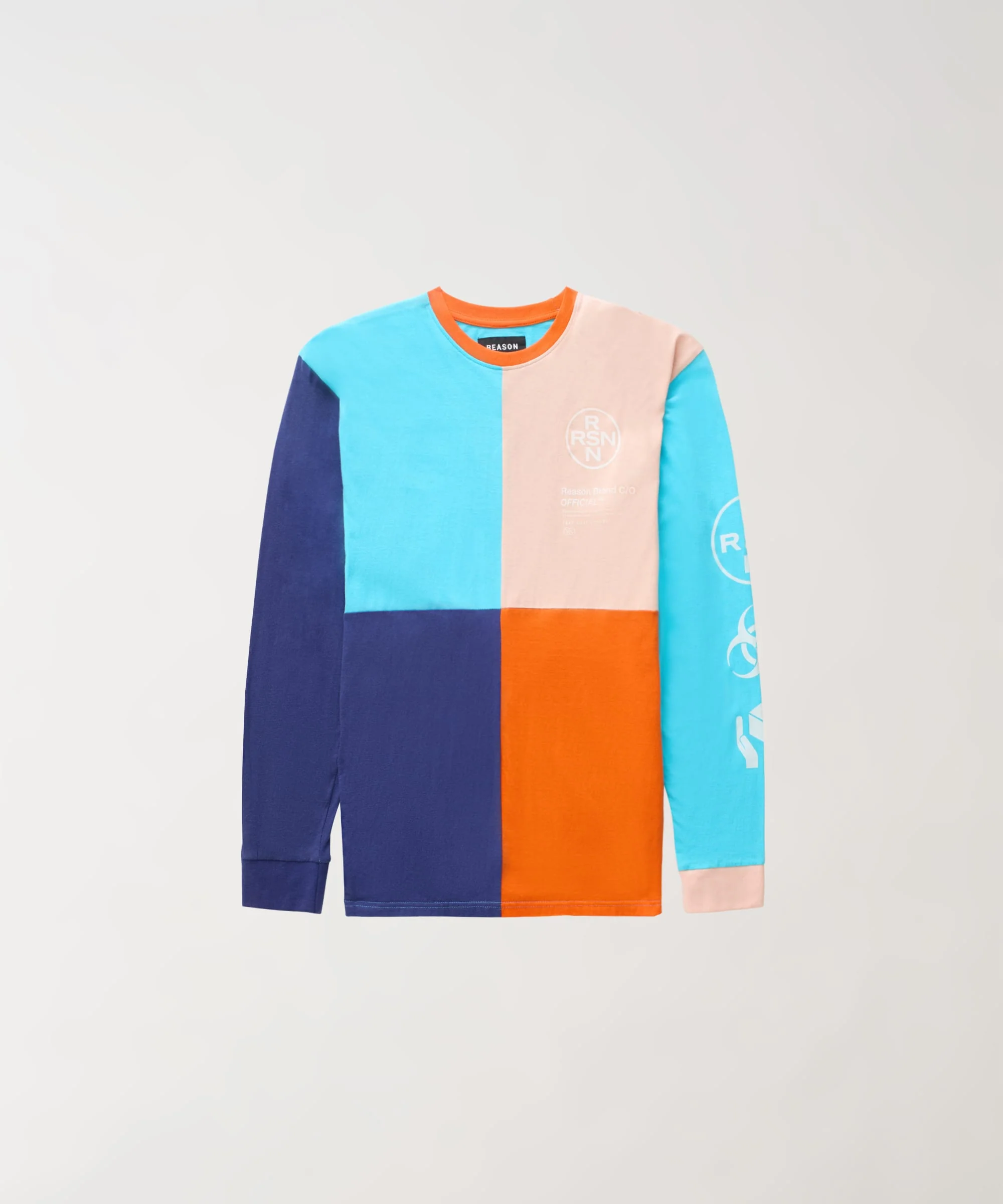 Color Blocked Long Sleeve Tee - Navy