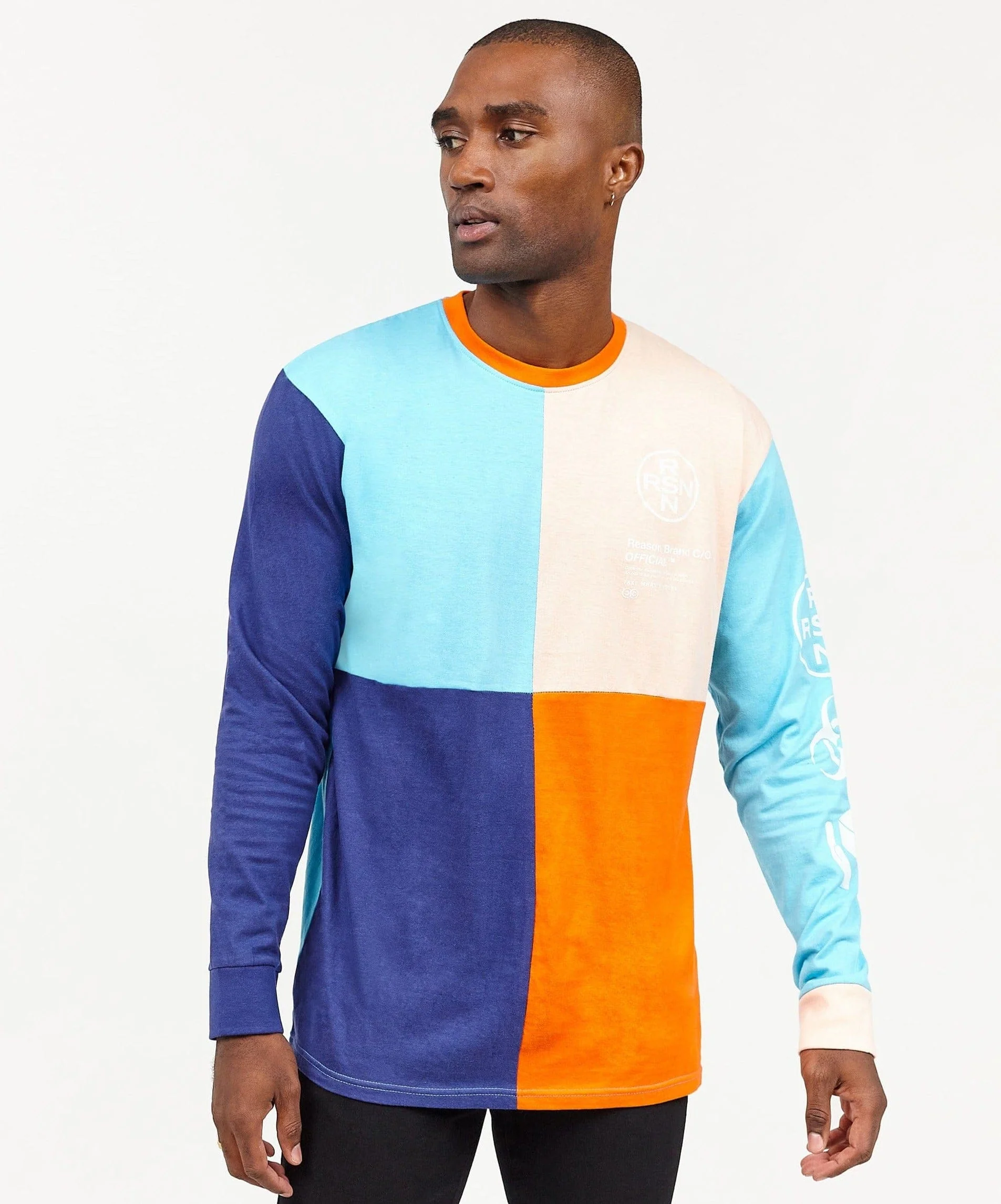 Color Blocked Long Sleeve Tee - Navy - Image 2