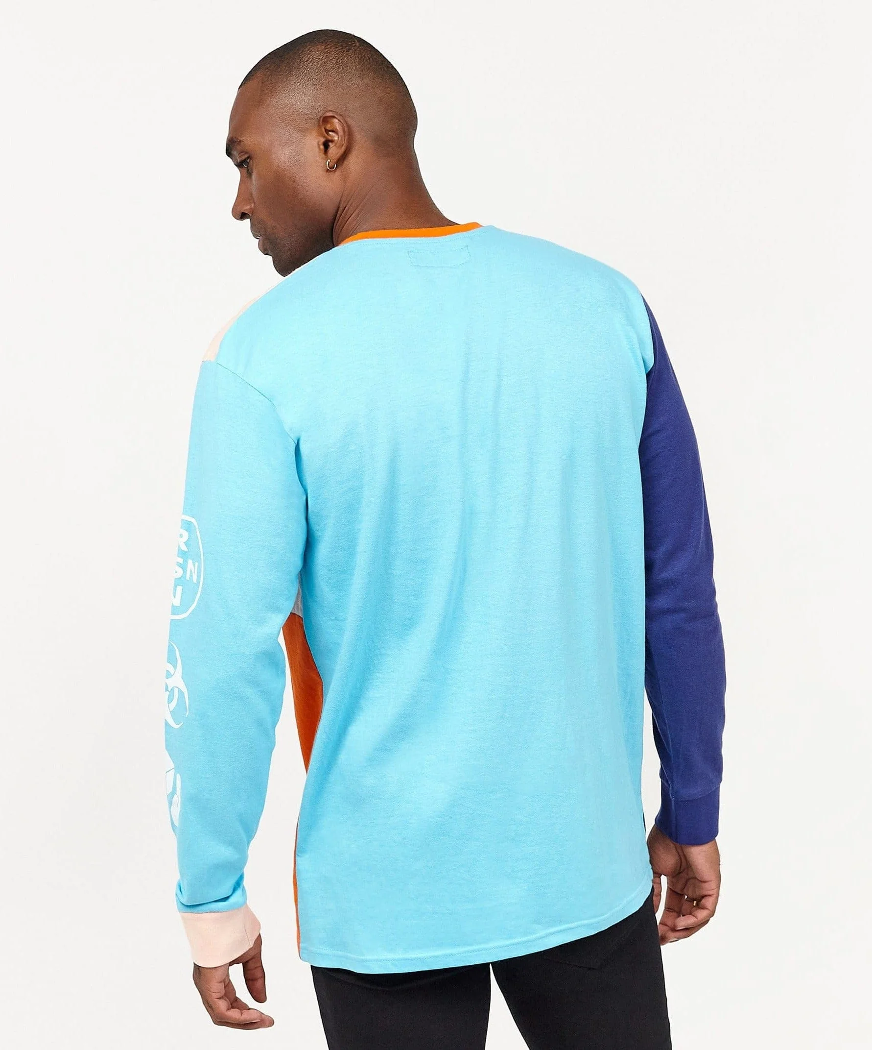 Color Blocked Long Sleeve Tee - Navy - Image 4