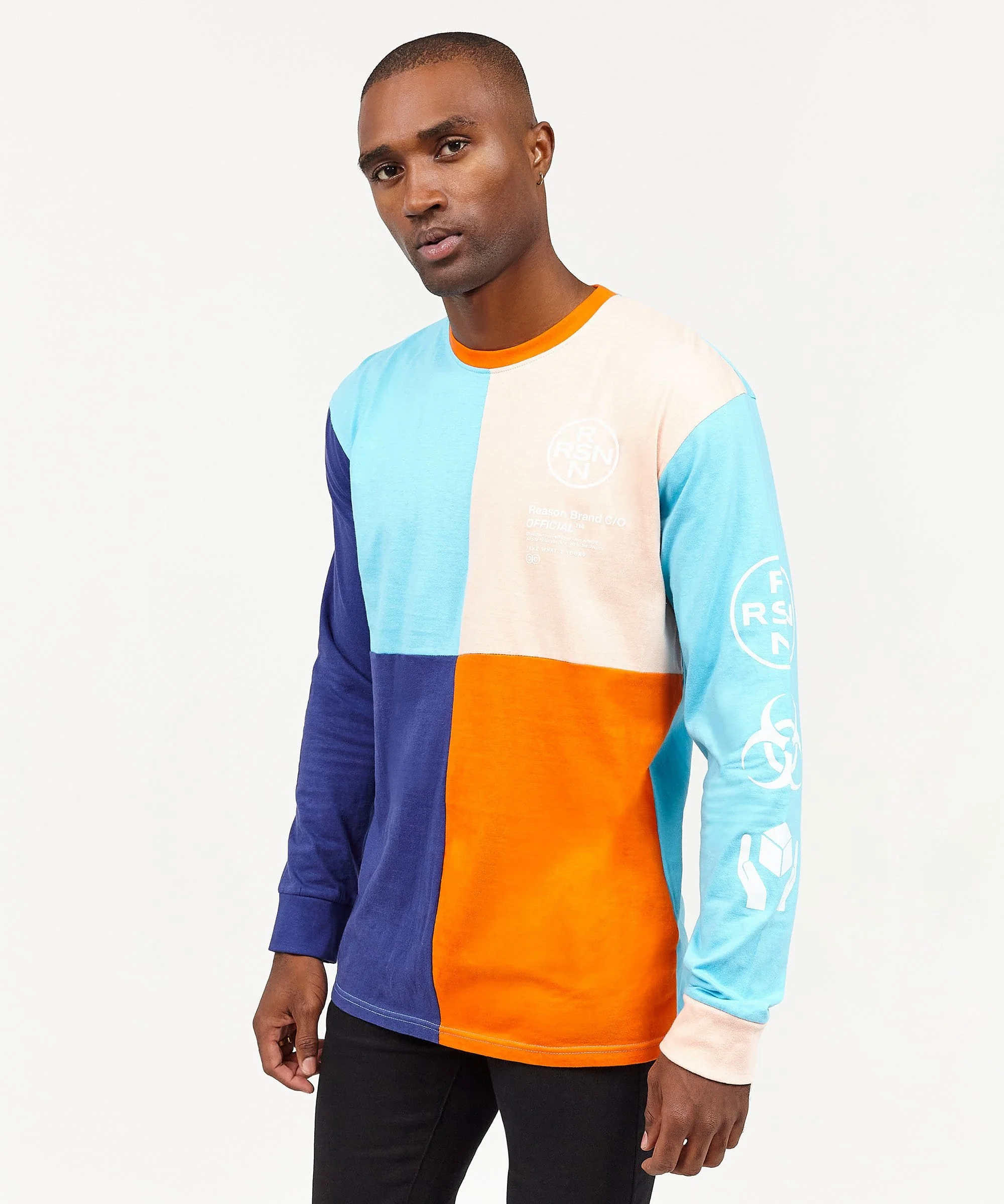 Color Blocked Long Sleeve Tee - Navy - Image 5