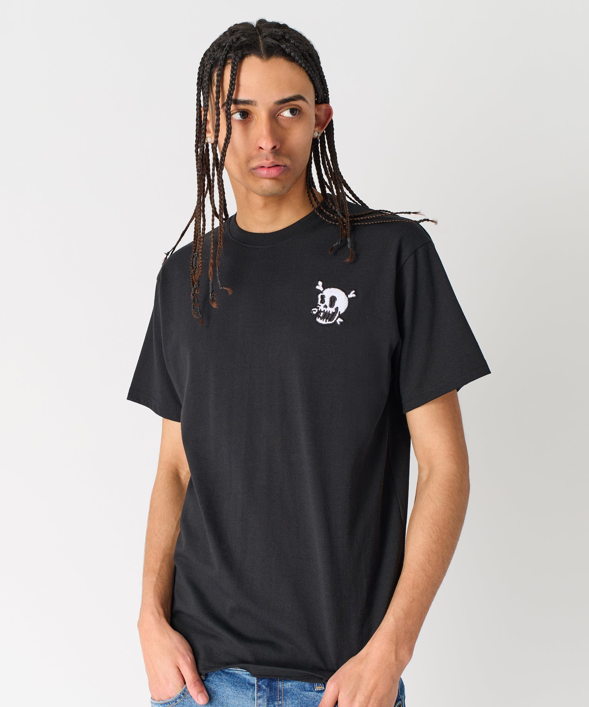 Crossbones Chenille Patch Short Sleeve Tee - Black - Image 8