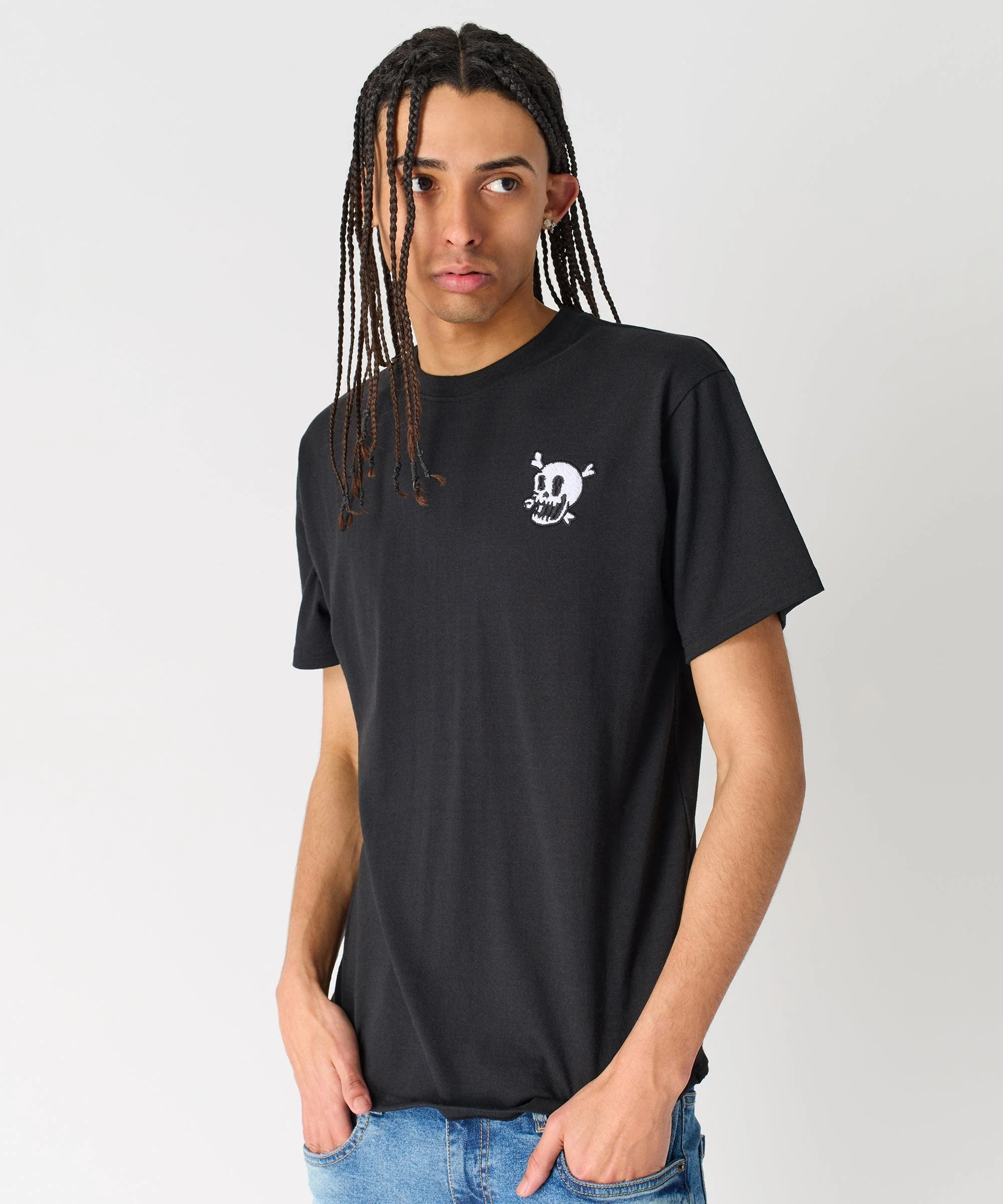 Crossbones Chenille Patch Short Sleeve Tee - Black - Image 9