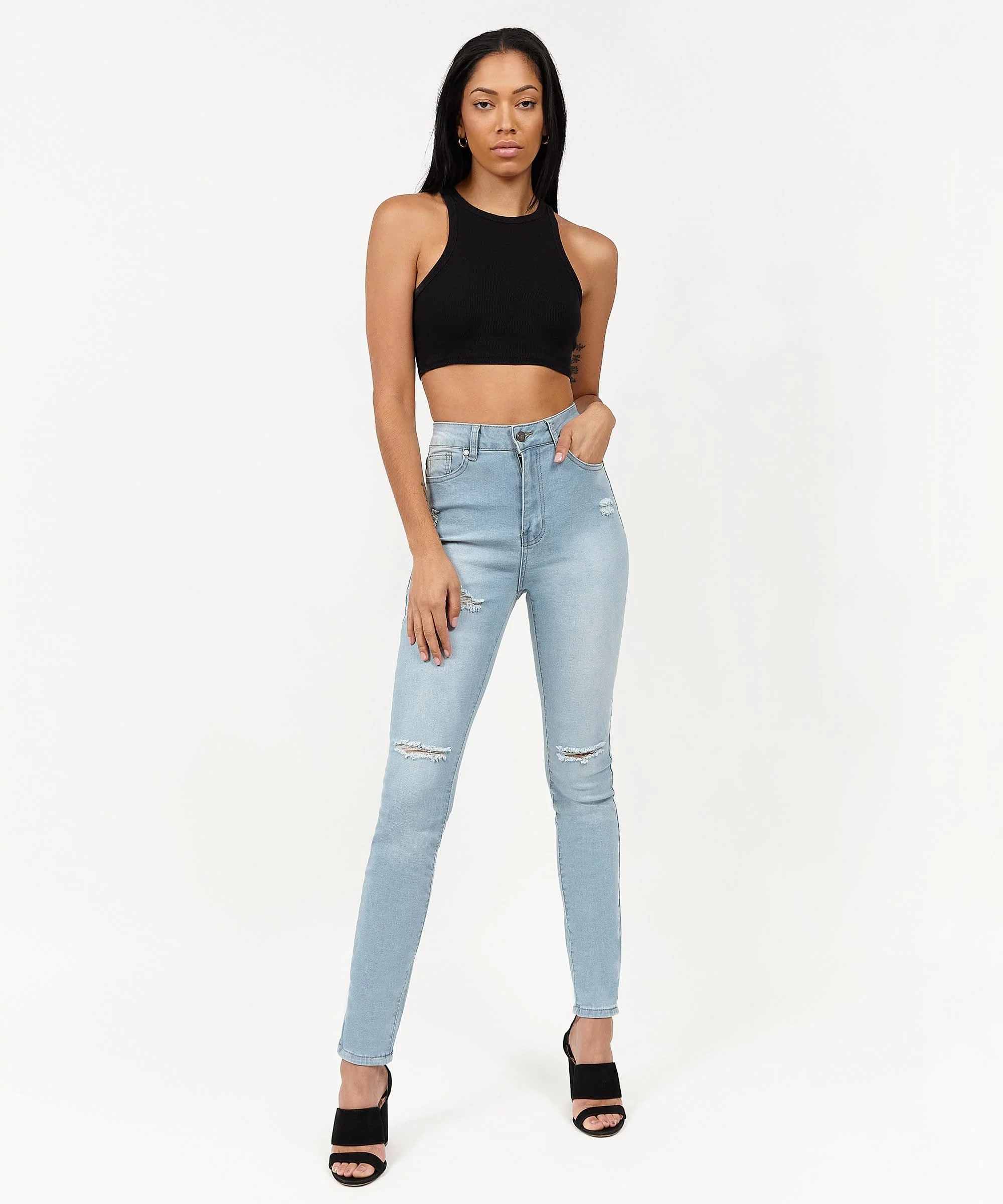 Womens Abigail Ripped Slim Jeans - Image 5