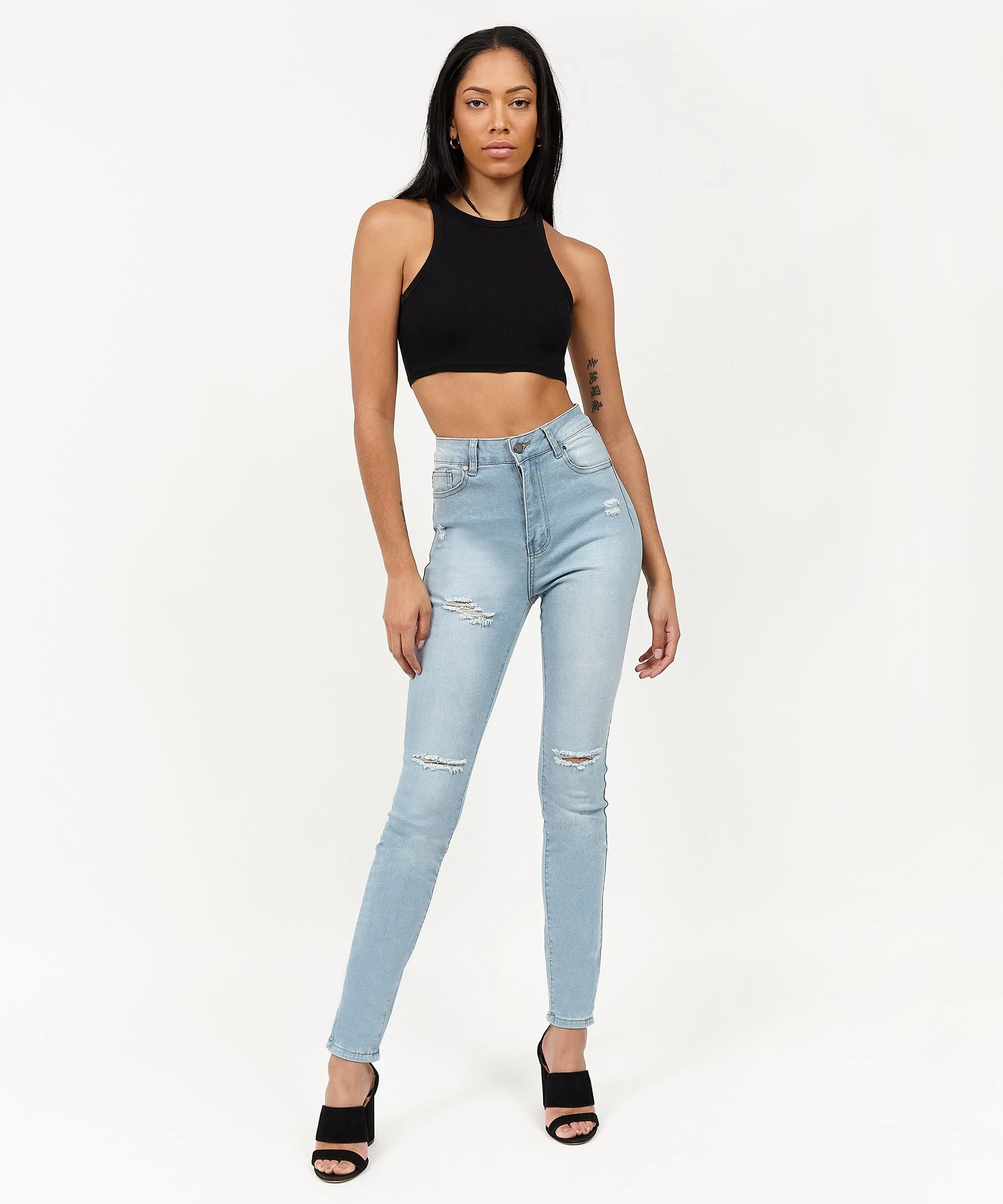 Womens Abigail Ripped Slim Jeans - Image 6