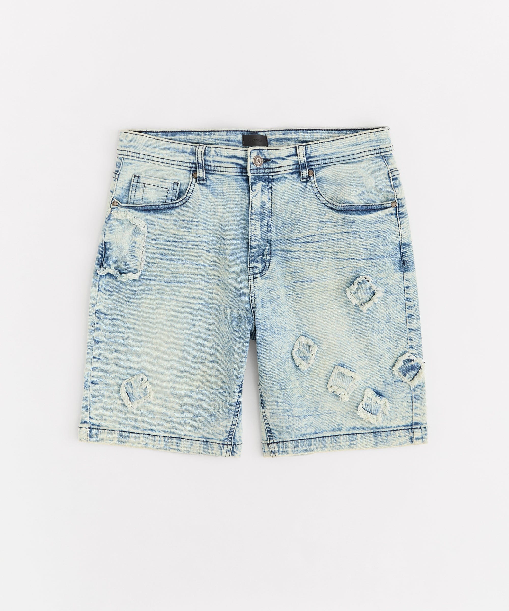 Destroyed Denim Short - Blue - Image 3