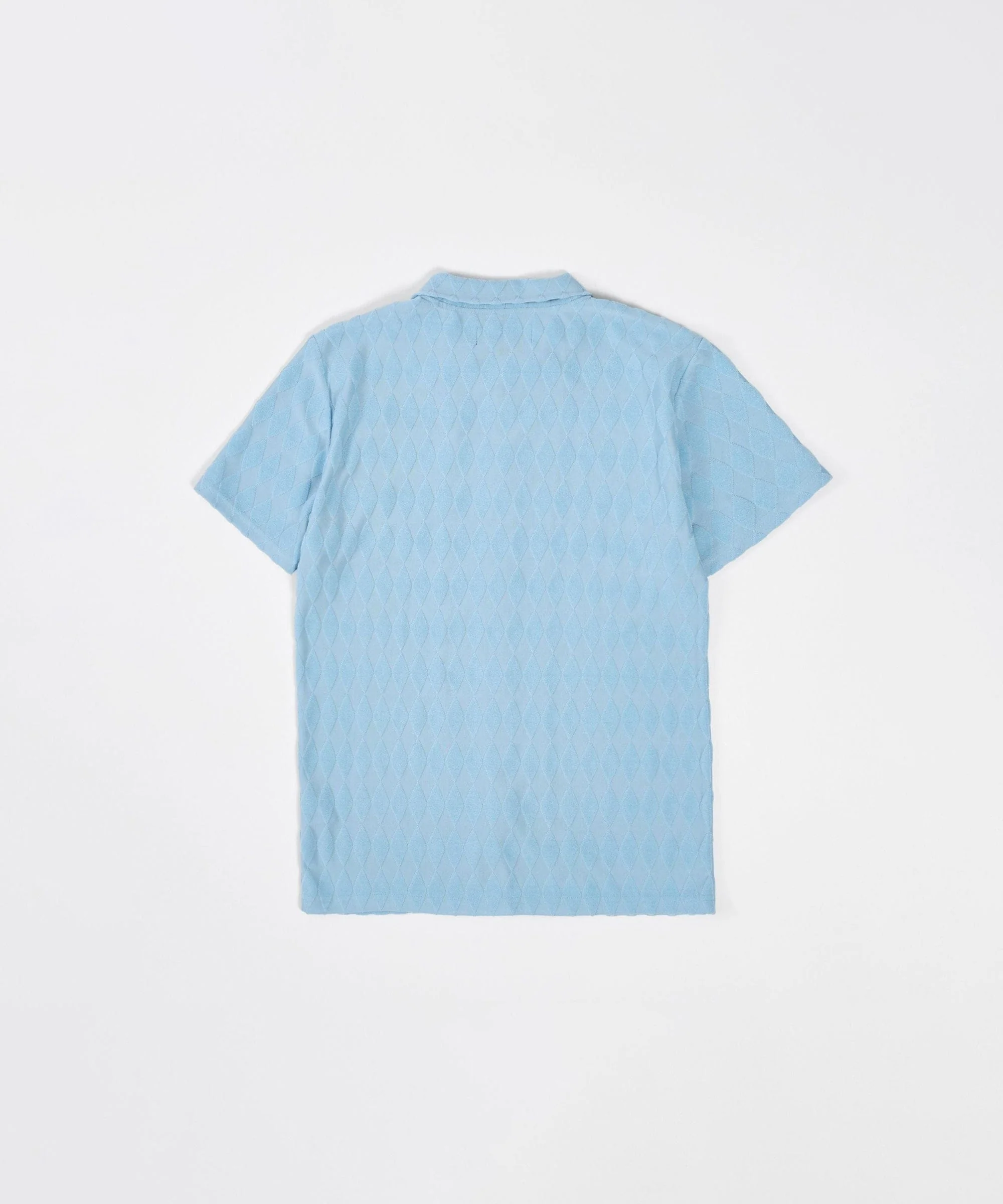 Diamond Plate Towel Color Blocked Short Sleeve Button Down Shirt - Light Blue - Image 6
