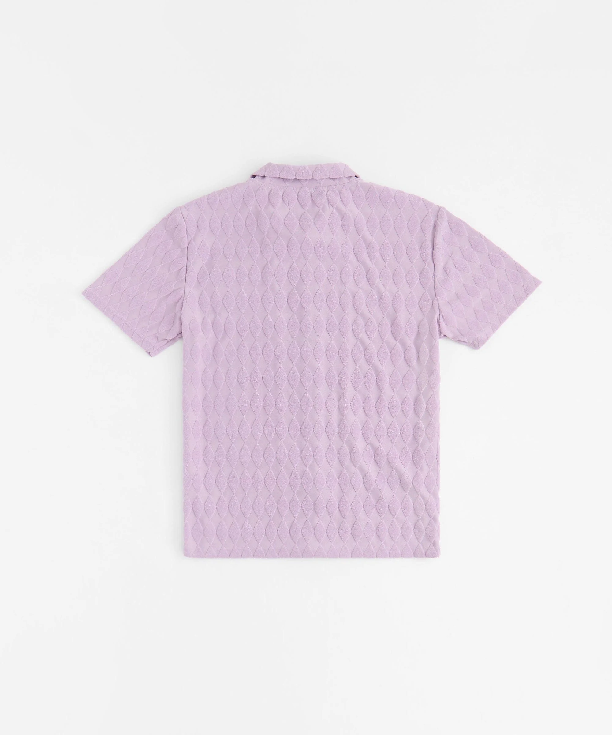 Diamond Plate Towel Color Blocked Short Sleeve Button Down Shirt - Mauve - Image 3