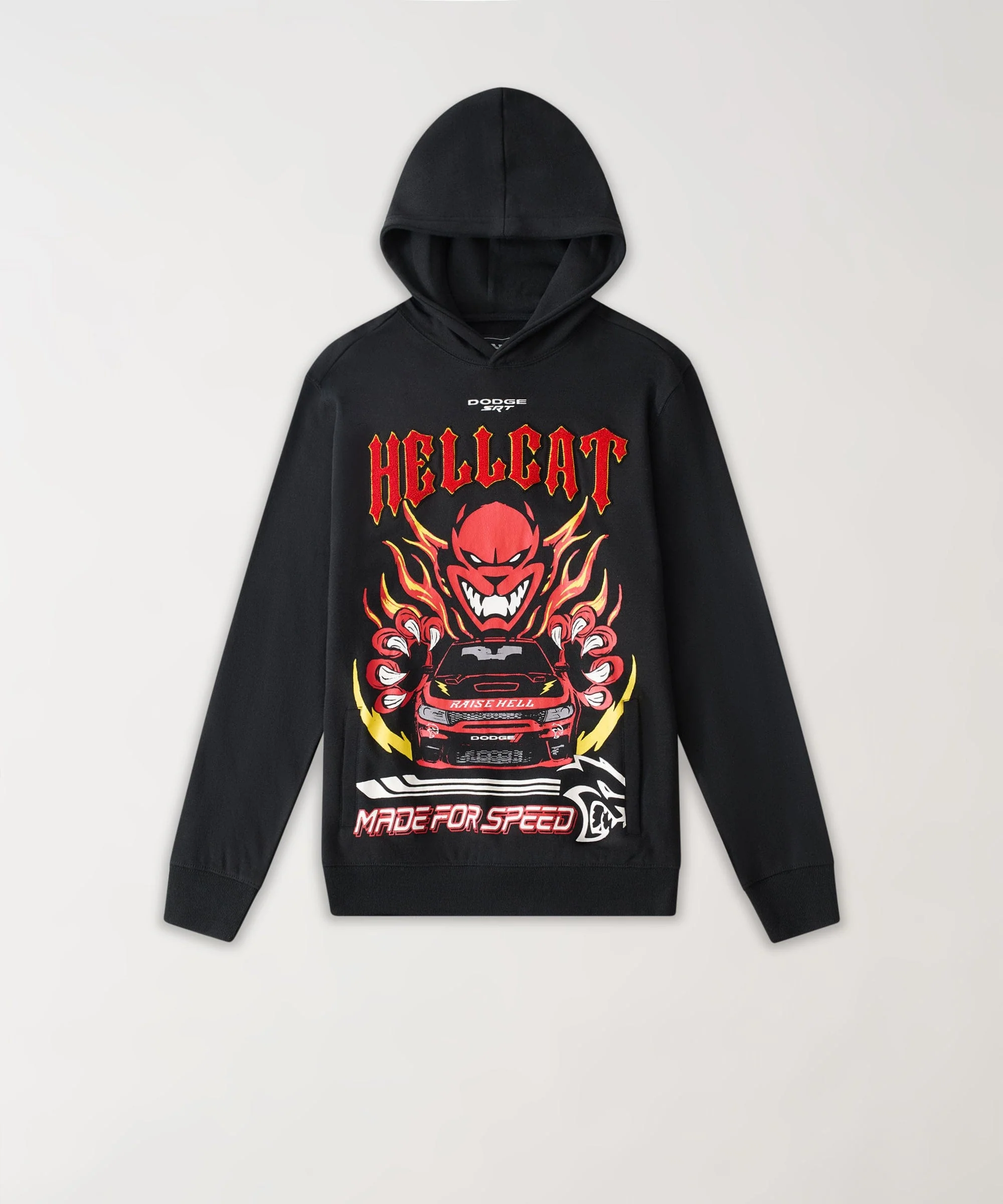 Dodge Hellcat Made For Speed Chenille Patched Hoodie - Black