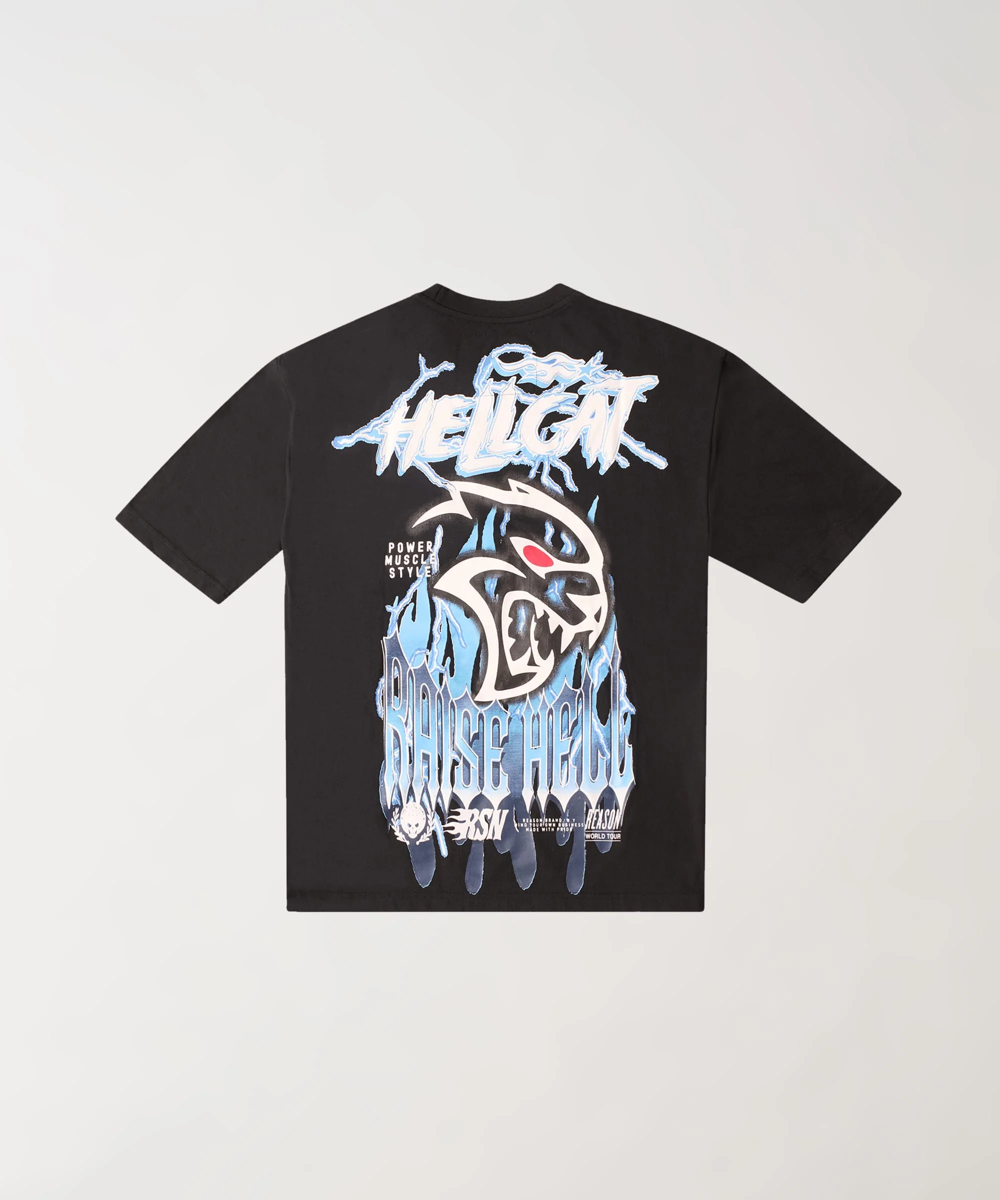 Dodge Hellcat Rhinestone Back Print Short Sleeve Tee - Black