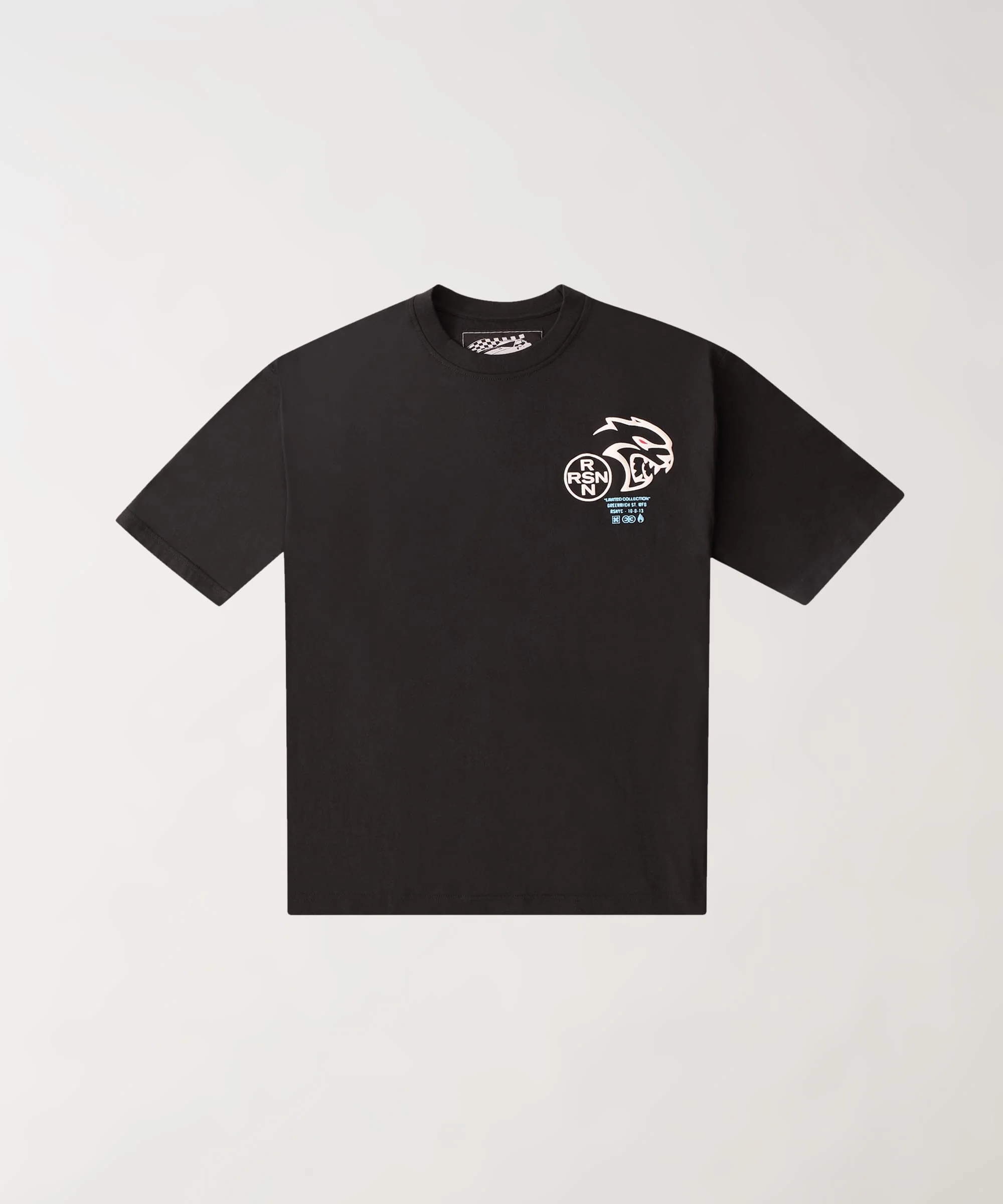 Dodge Hellcat Rhinestone Back Print Short Sleeve Tee - Black - Image 3