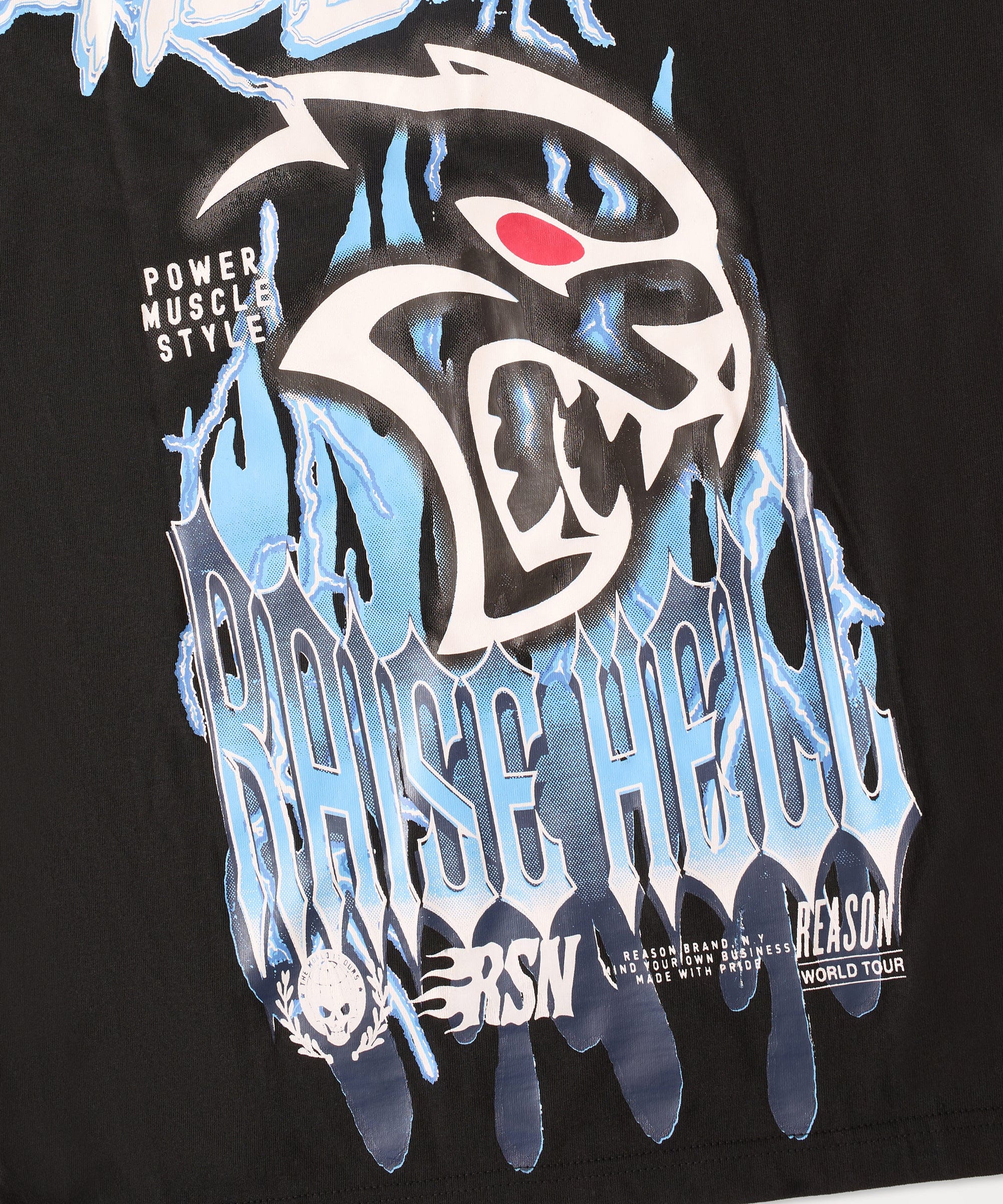 Dodge Hellcat Rhinestone Back Print Short Sleeve Tee - Black - Image 4