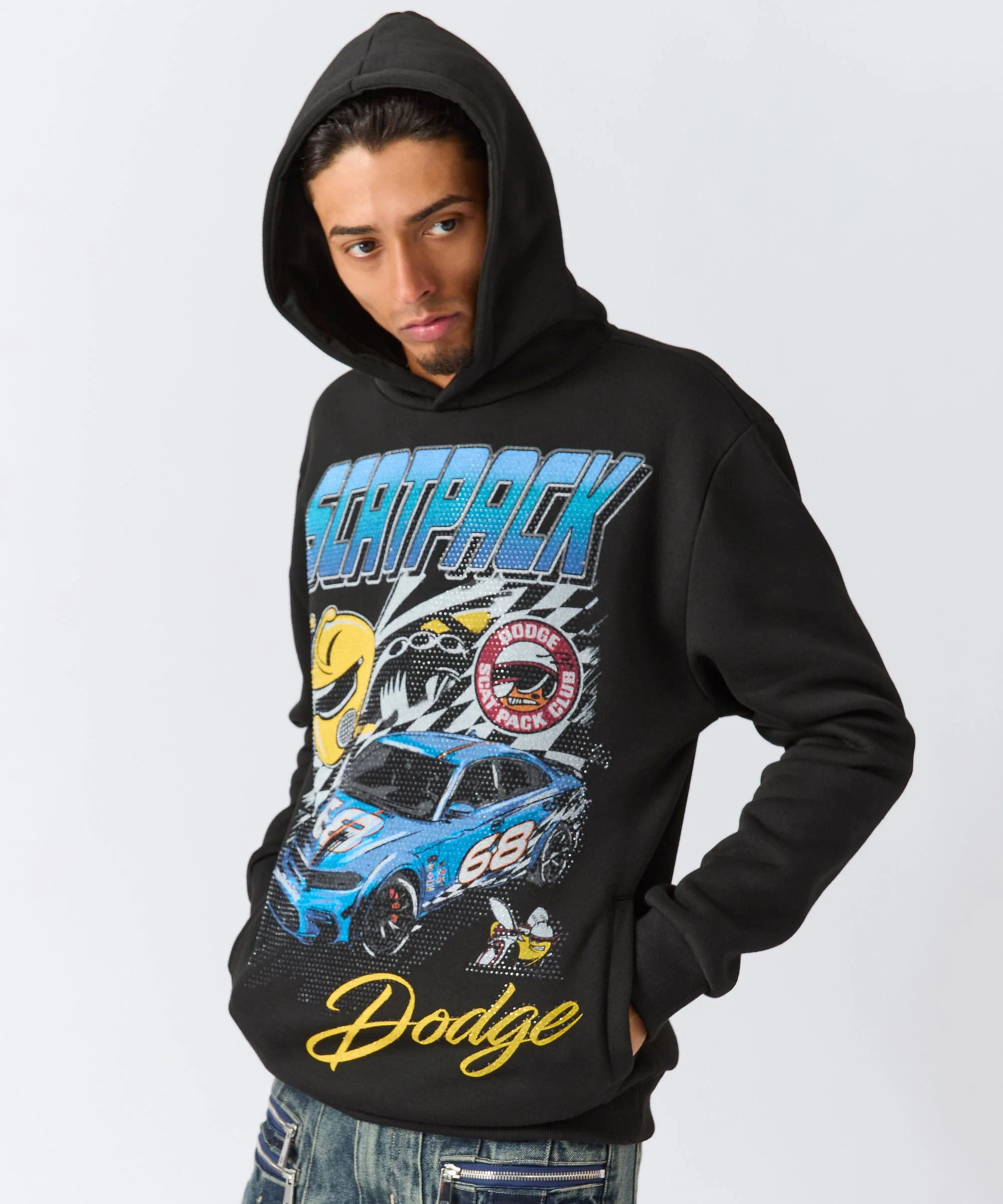Dodge Scatpack Rhinestone Hoodie - Black - Image 6