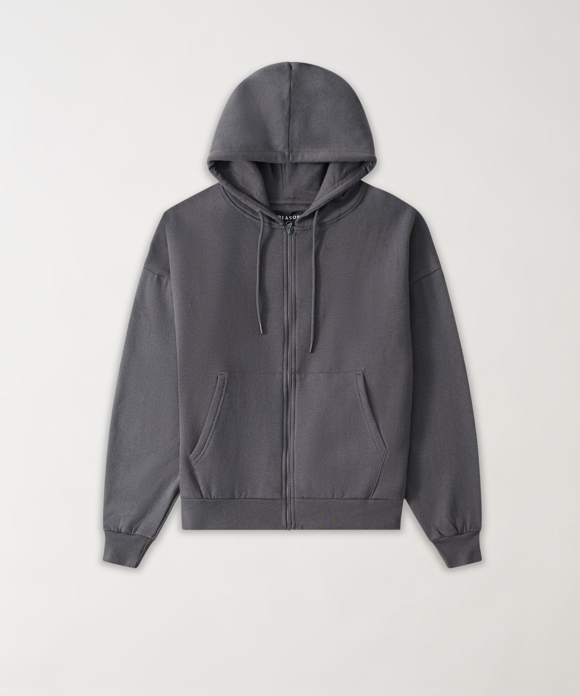 Essential Heavyweight Fleece Oversized Fit Comfy Zip Up Hoodie - Dark Grey