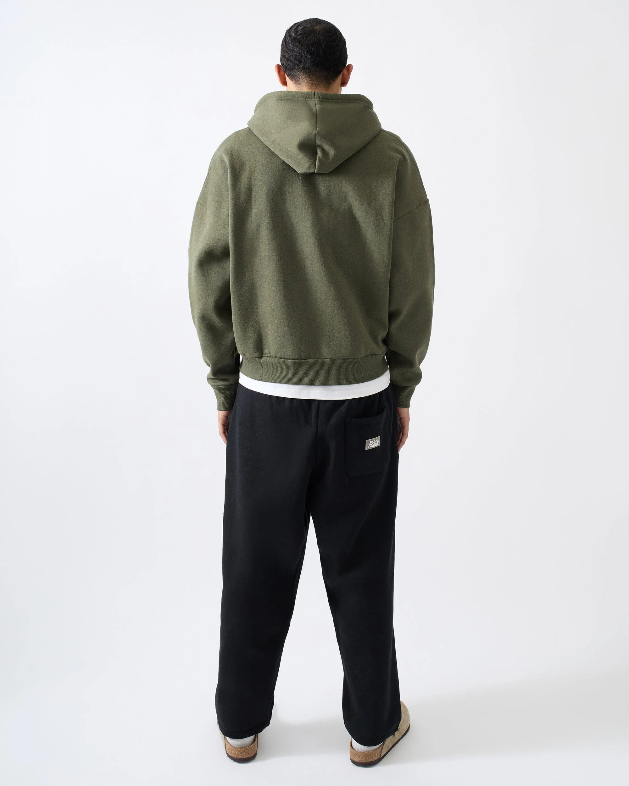 Essential Heavyweight Fleece Oversized Fit Comfy Zip Up Hoodie - Olive Green - Image 4