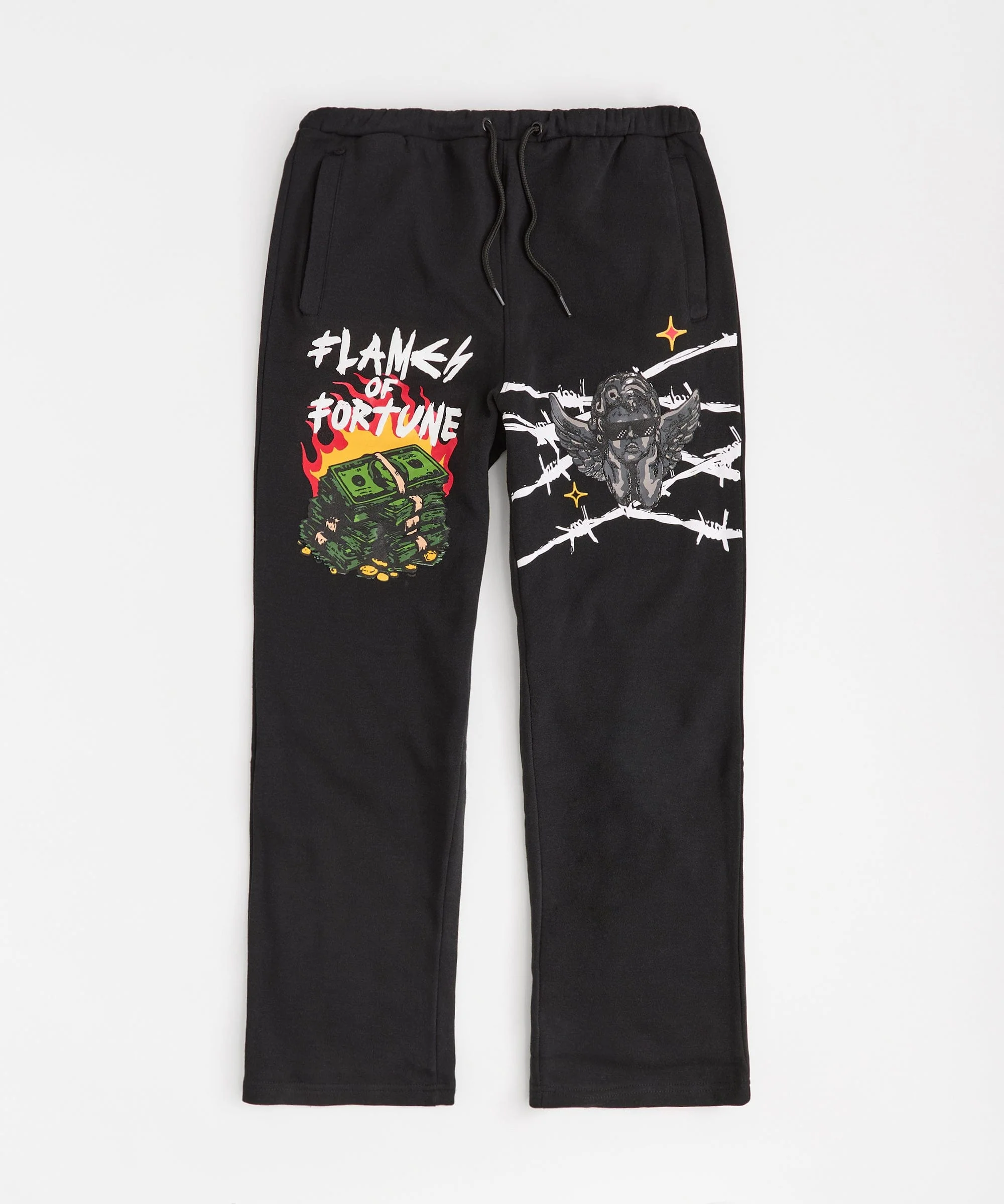 Flames of Fortune Sweats - Black