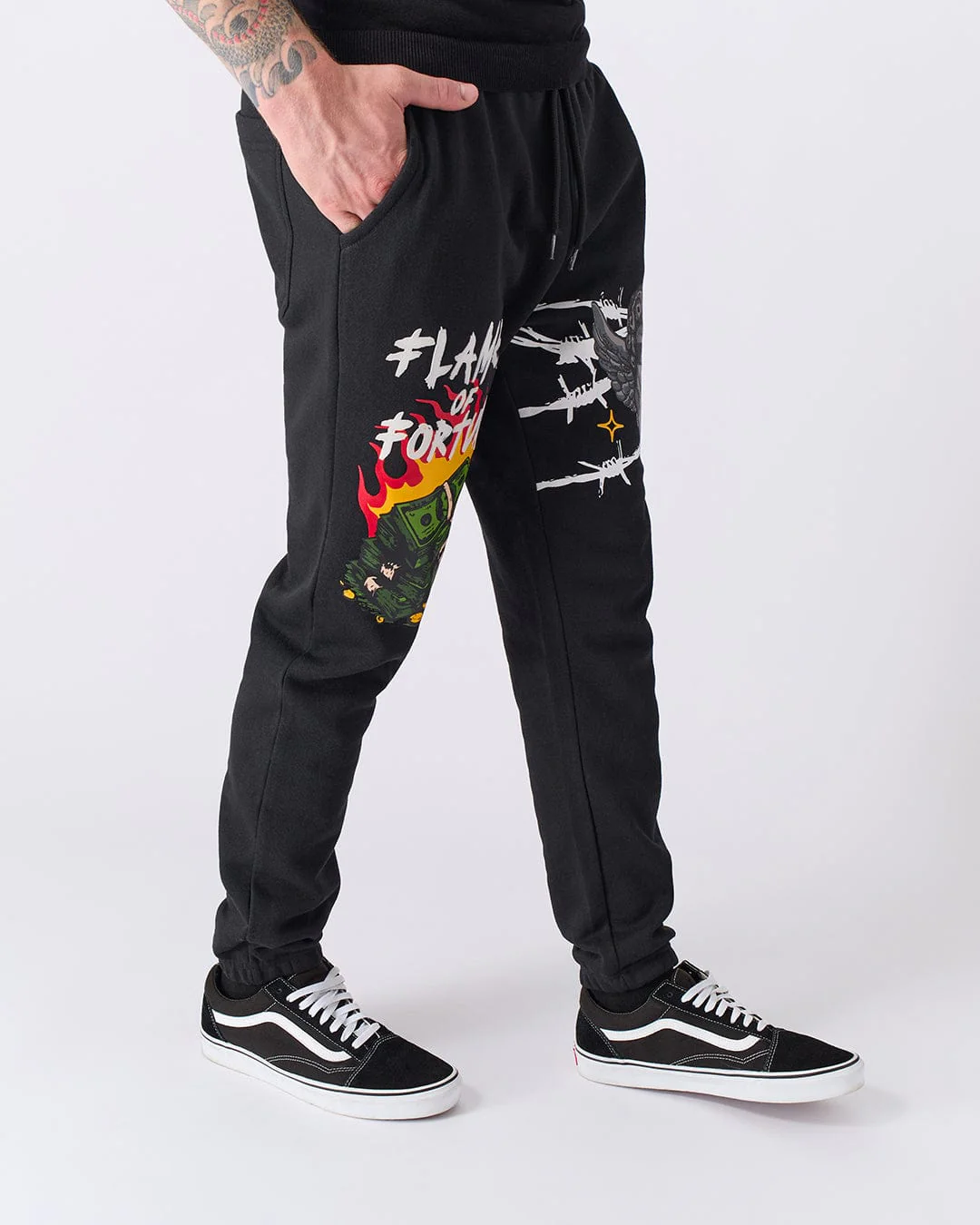 Flames of Fortune Sweats - Black - Image 5