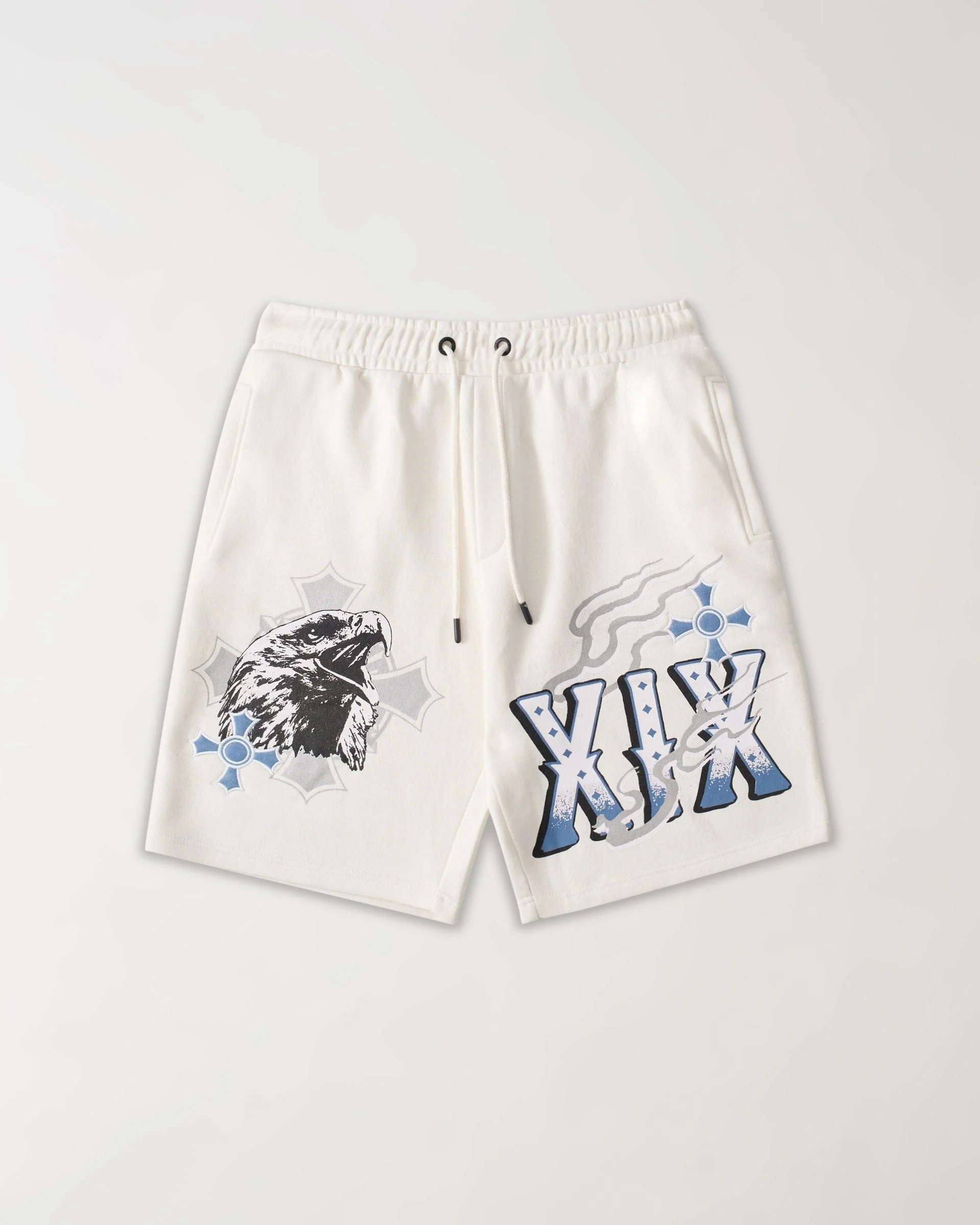 Football Fleece Applique Short - Cream