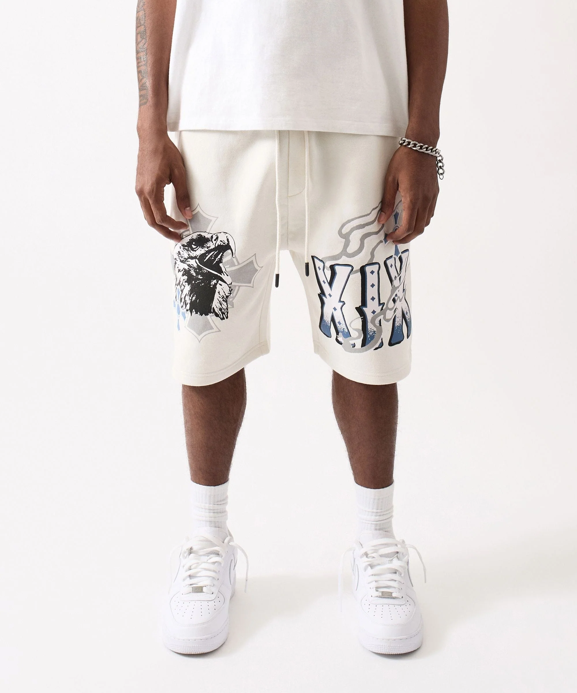Football Fleece Applique Short - Cream - Image 2