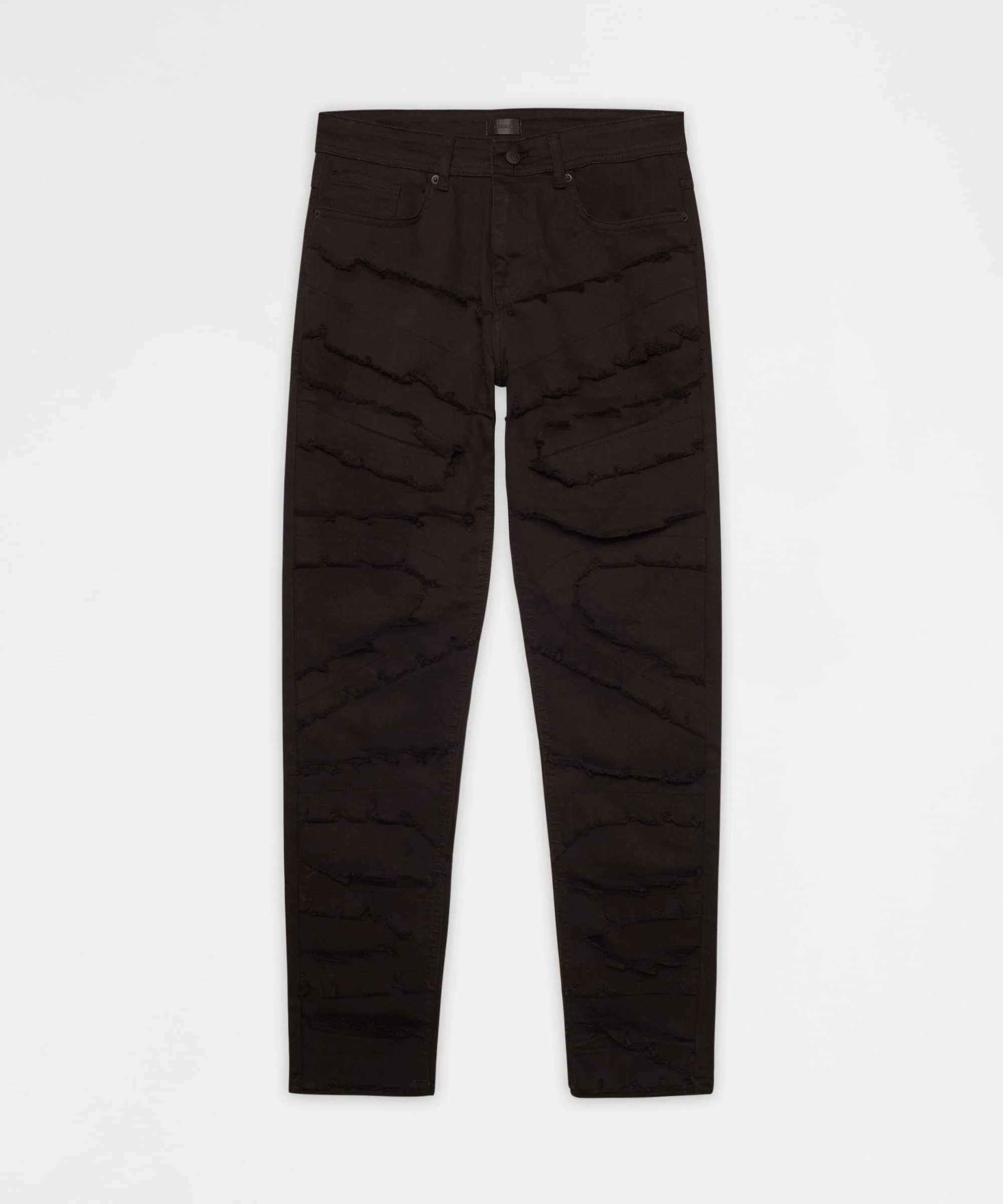 Frayed Layered Denim Jeans - Black - Image 2