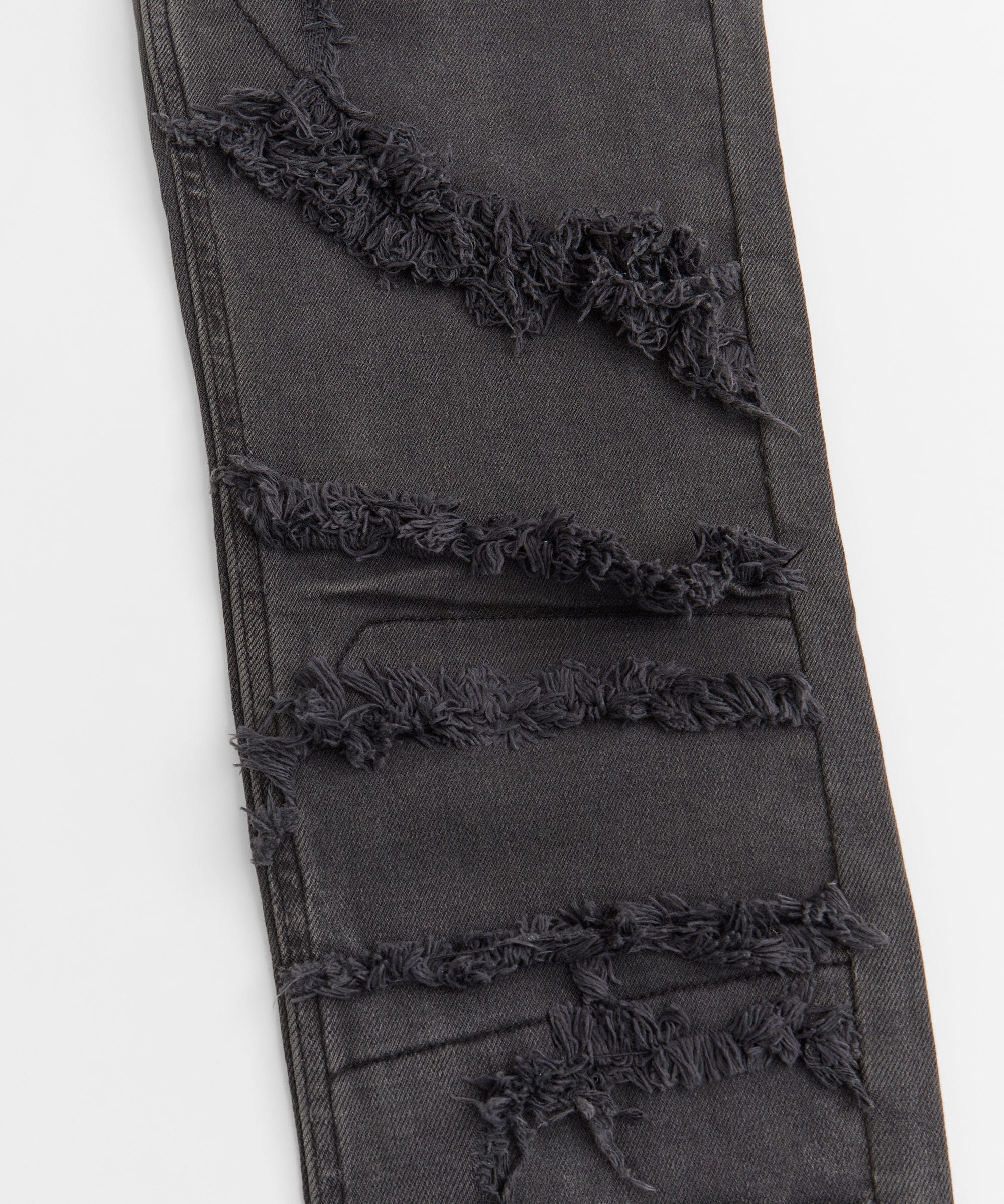 Frayed Layered Denim Jeans - Dark Grey - Image 2