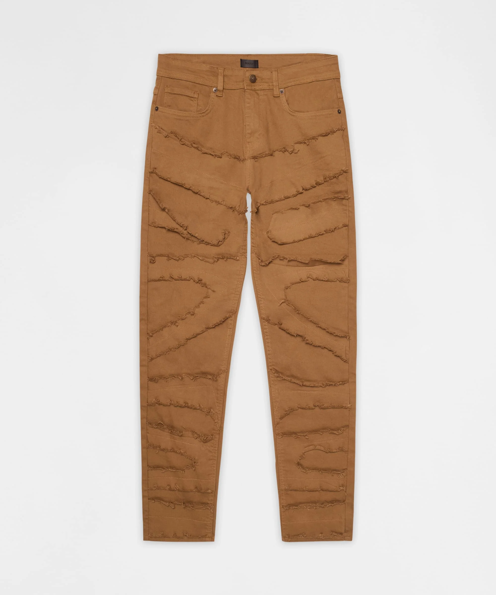Frayed Layered Denim Jeans - Khaki - Image 2