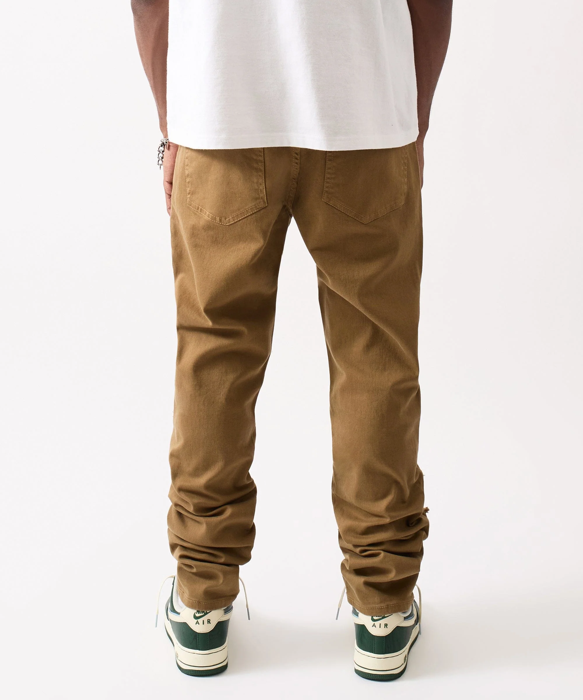 Frayed Layered Denim Jeans - Khaki - Image 3