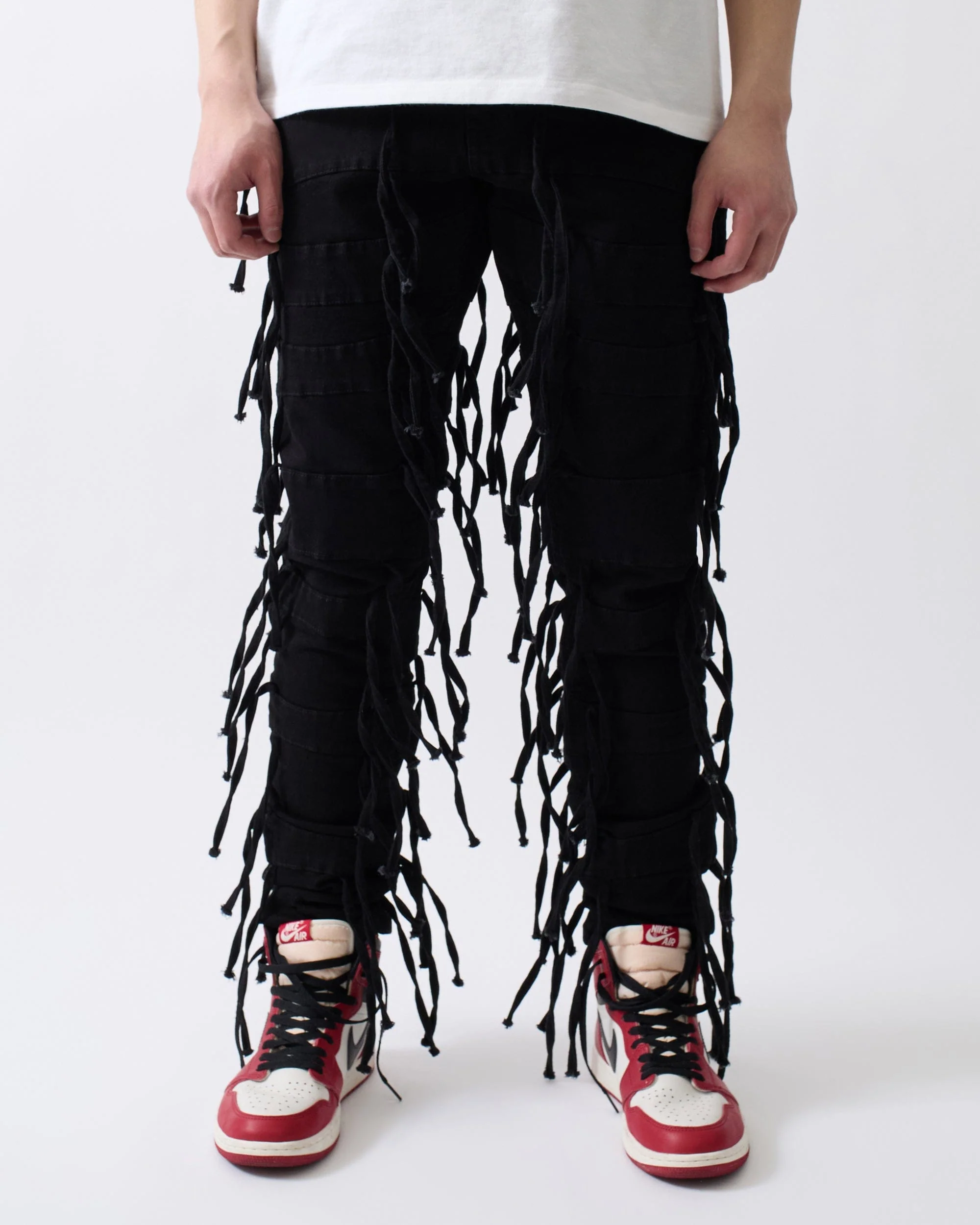 Fringe Denim Jeans - Black