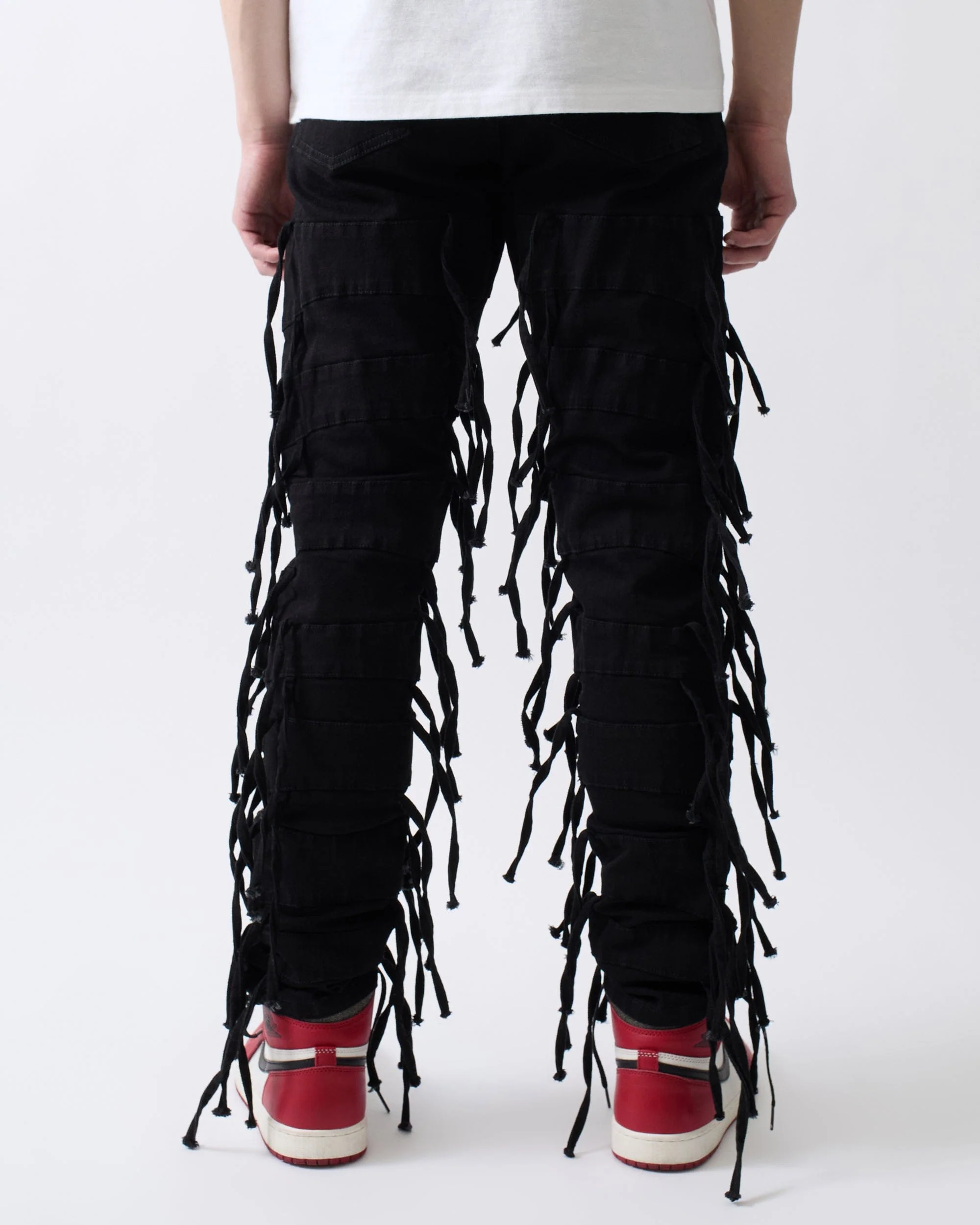 Fringe Denim Jeans - Black - Image 4