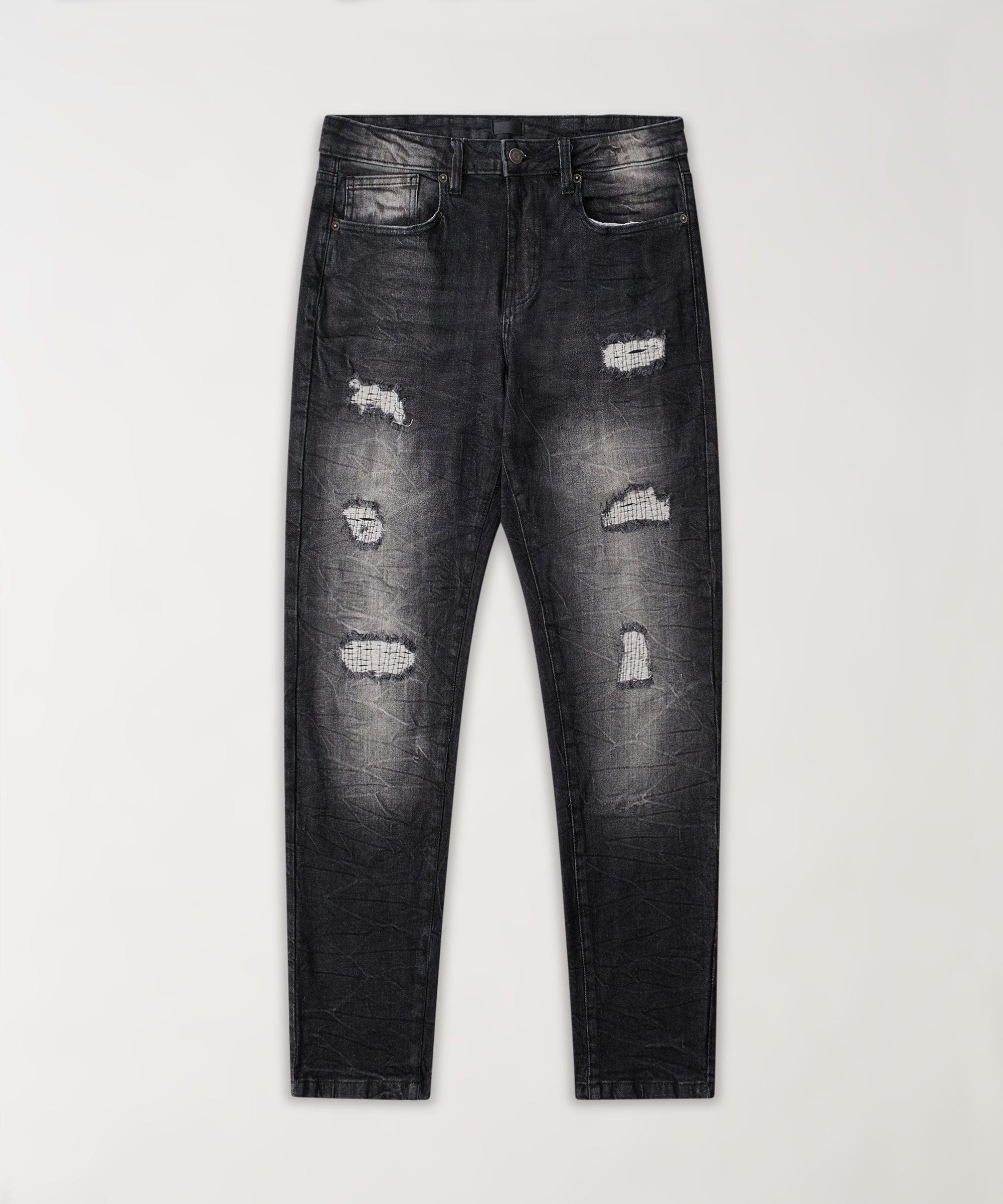 Frosty Washed Distressed Denim Pant - Grey