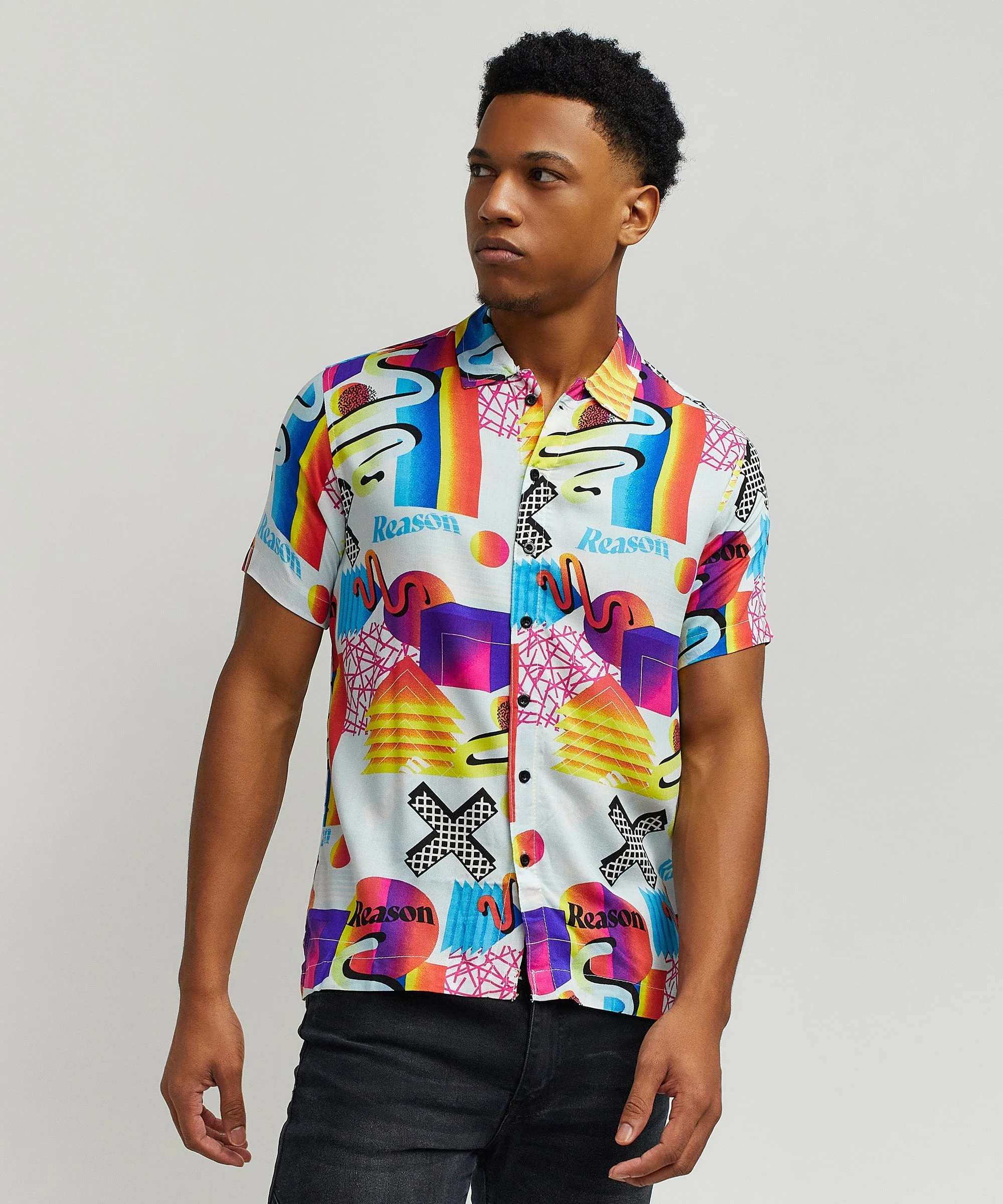Geo Shape Allover Print Short Sleeve Shirt - Image 2