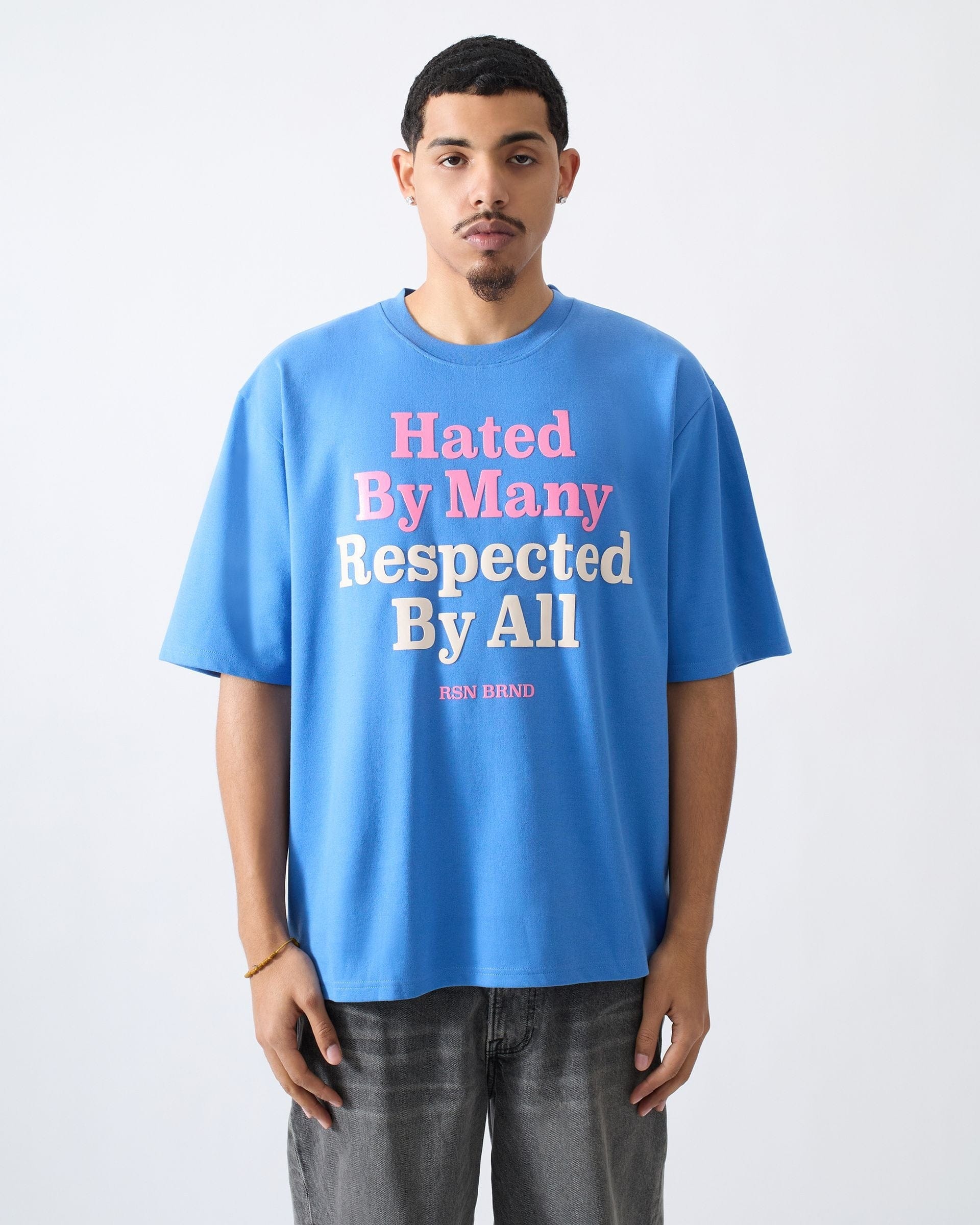 Hated And Respected 3D Patched Short Sleeve Tee - Blue - Image 2