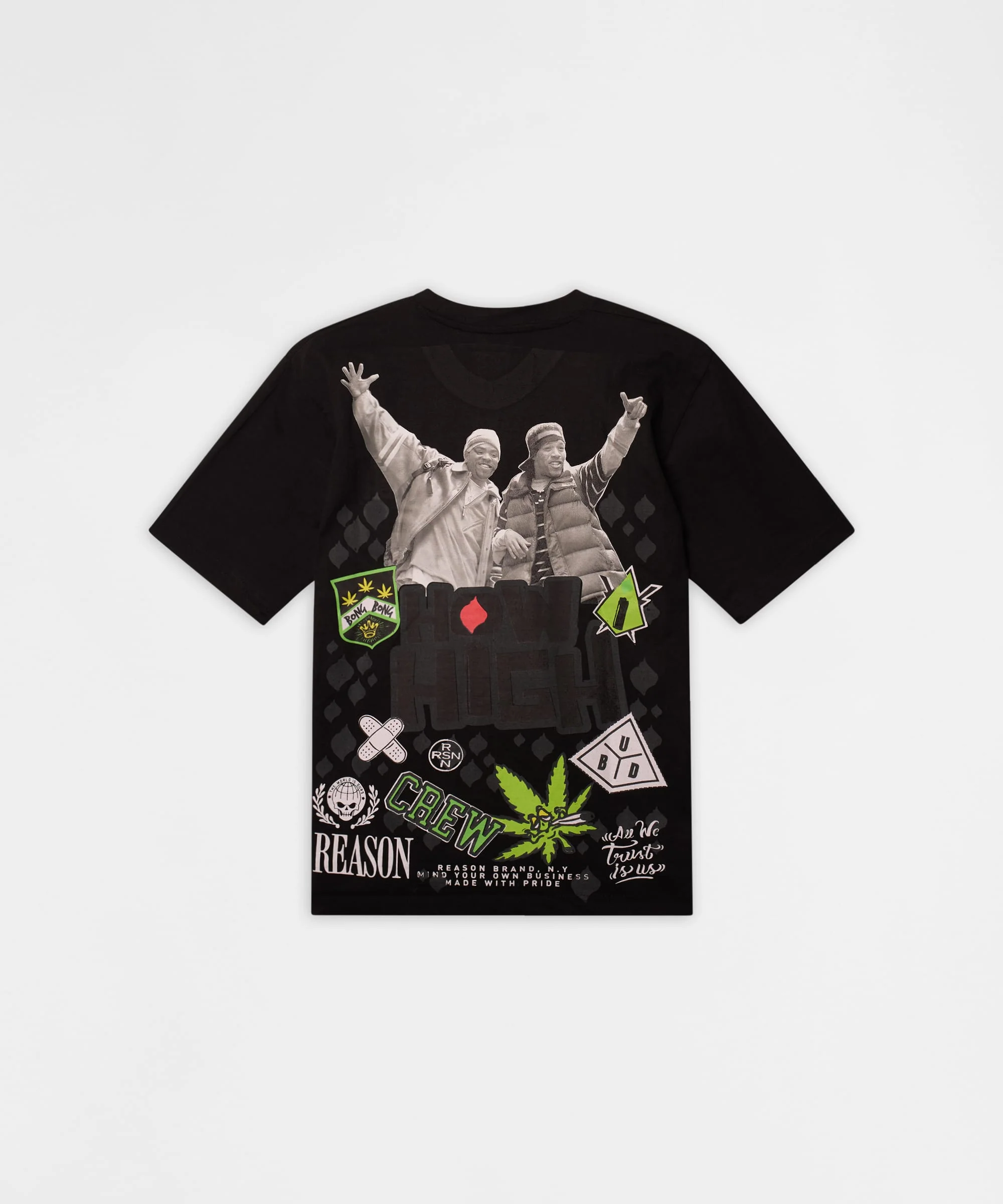 How High Chenille Patched Short Sleeve Tee - Black