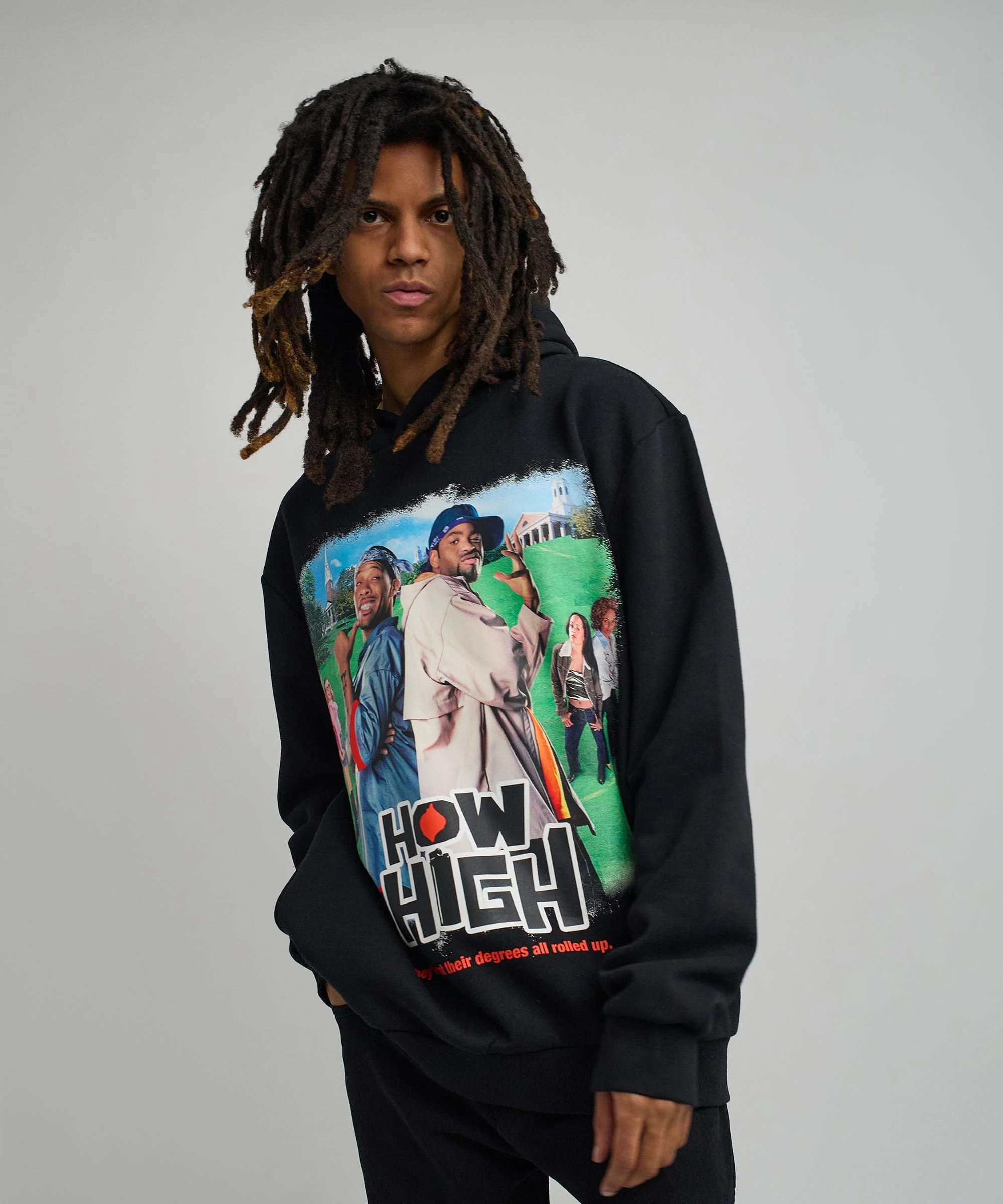 How High Oversized Front Print Hoodie - Black - Image 8