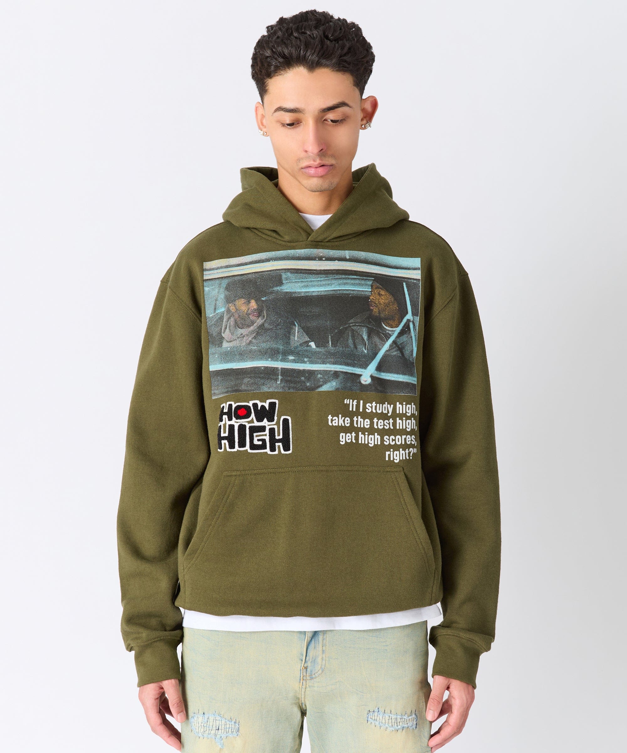 How High Study Hoodie - Olive Green - Image 2