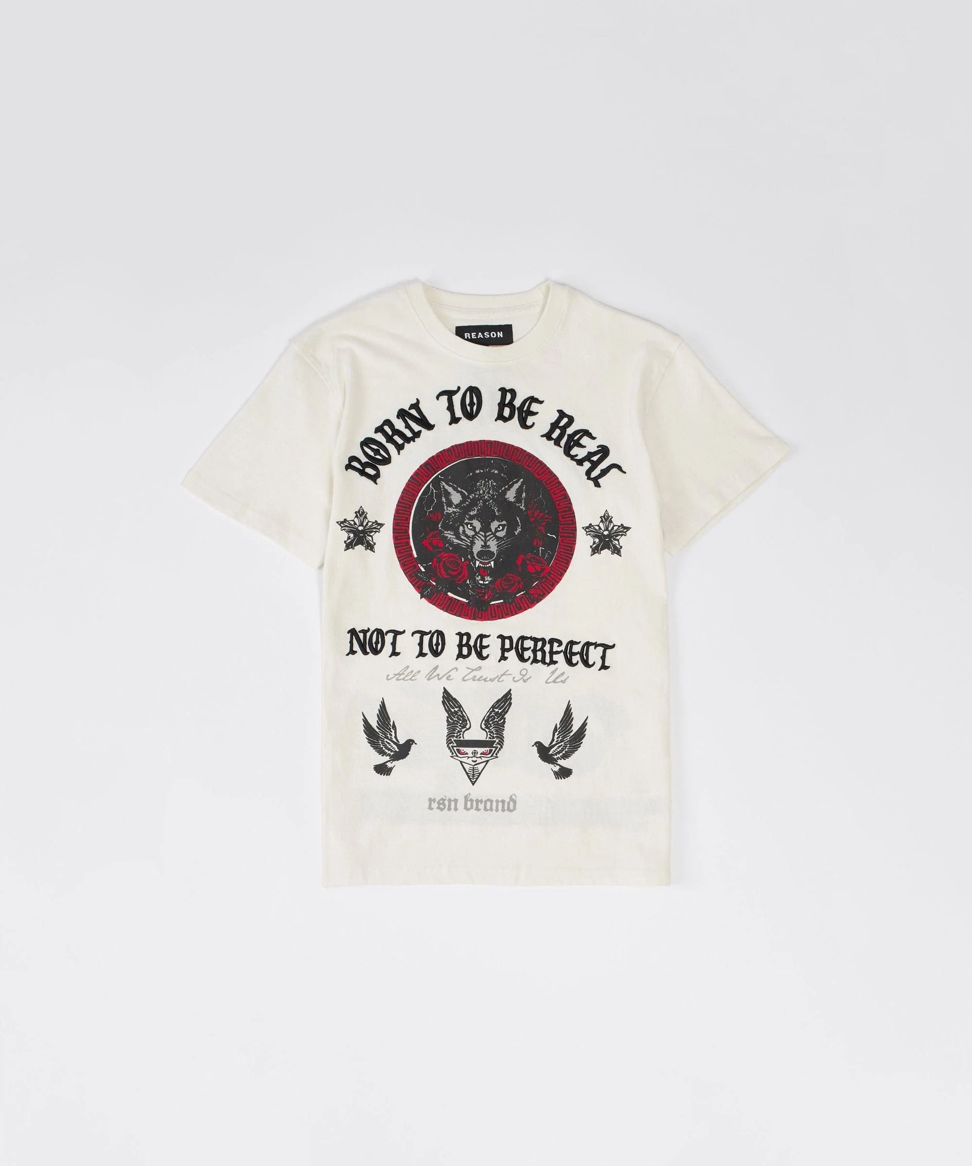 Kids Trust No 1 Embroidered Short Sleeve Tee - Cream