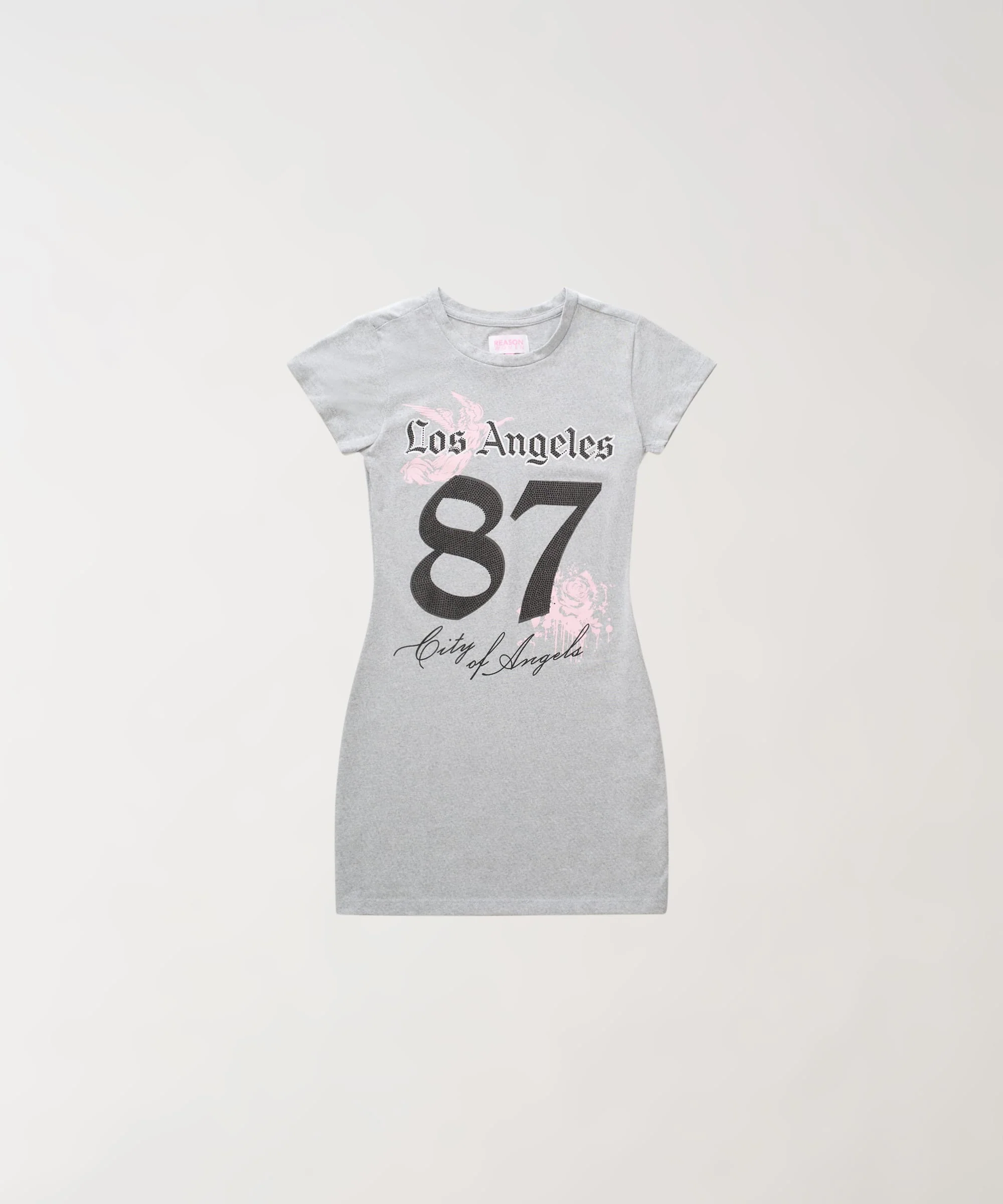 LA Angels Short Sleeve Bodycon Dress - Grey