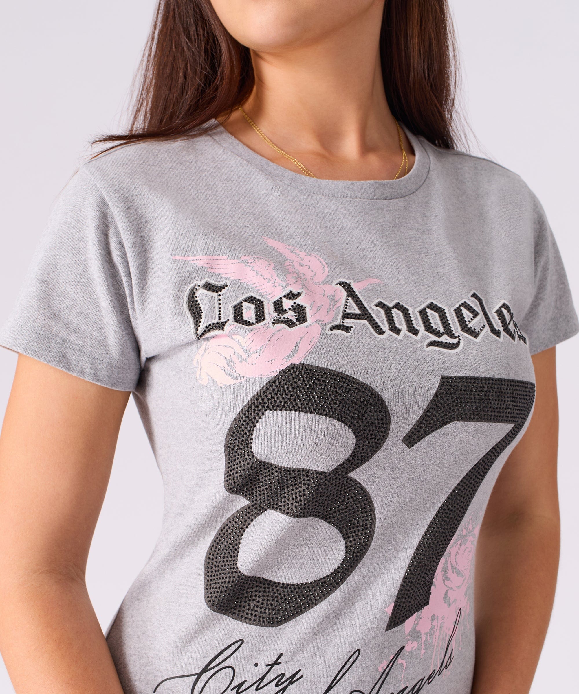 LA Angels Short Sleeve Bodycon Dress - Grey - Image 6